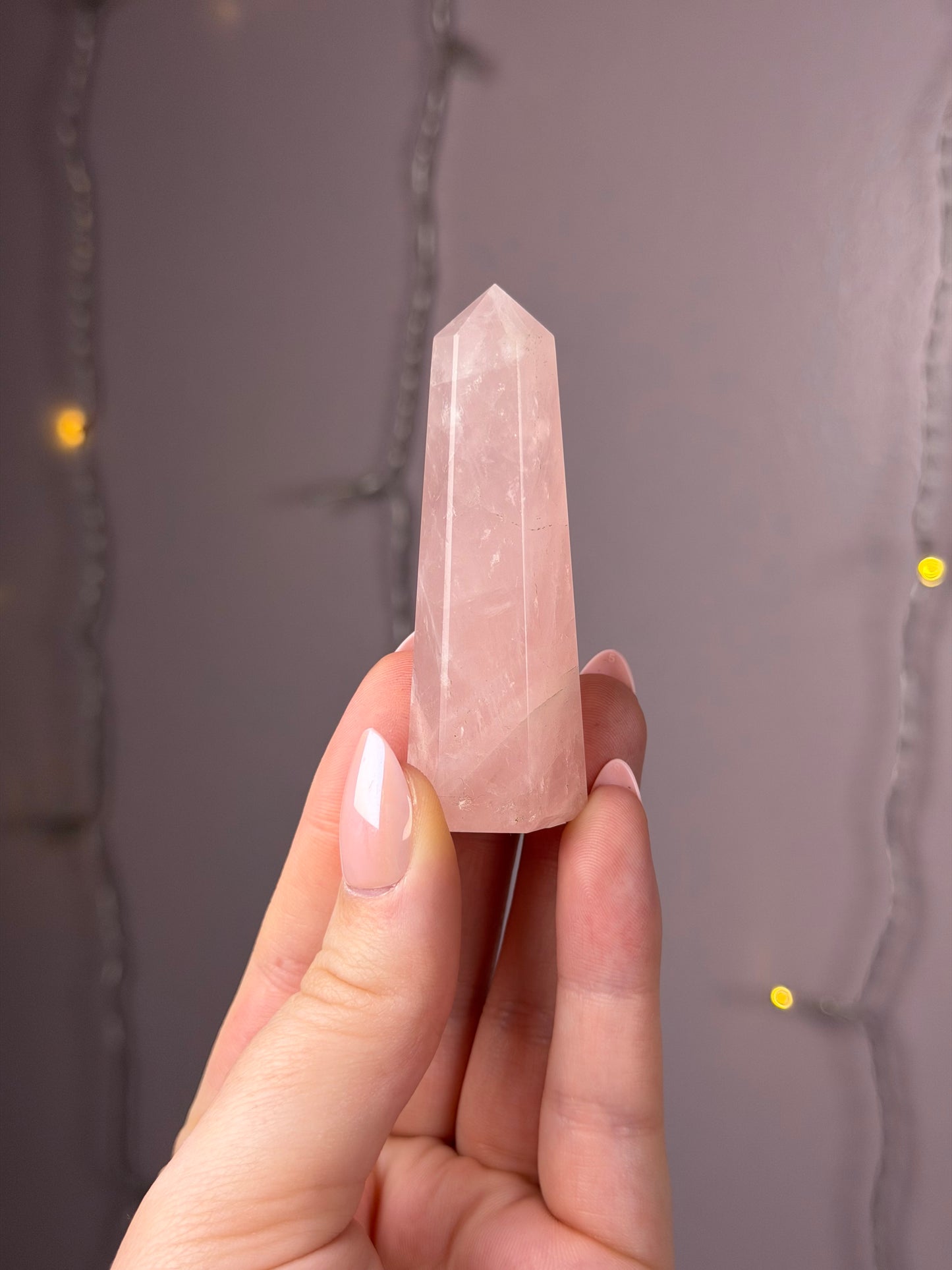 Faceted Rose Quartz Tower A