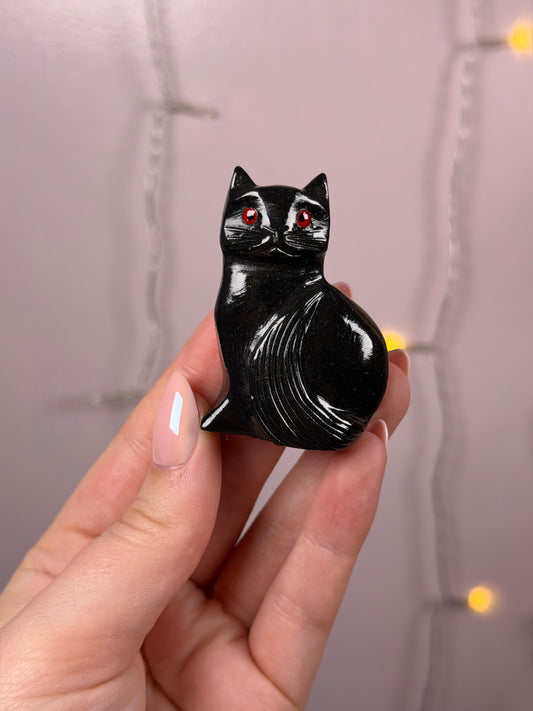 Black Onyx Cat Carving