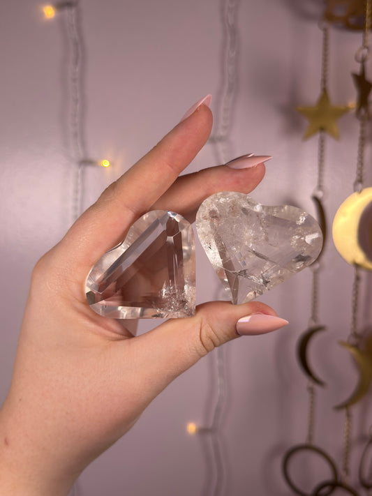 Mystery Faceted Clear Quartz Heart