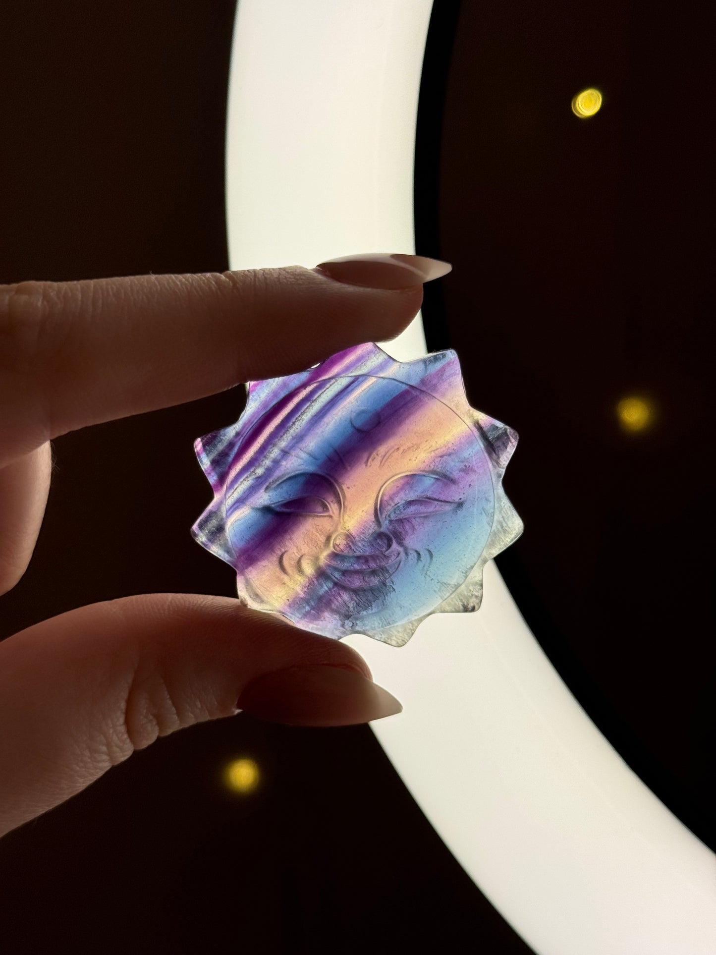 Banded Fluorite Sun Carving