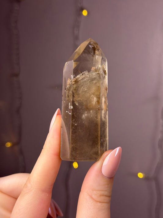 Smoky Grey Garden Quartz Tower w/ Intruding Points