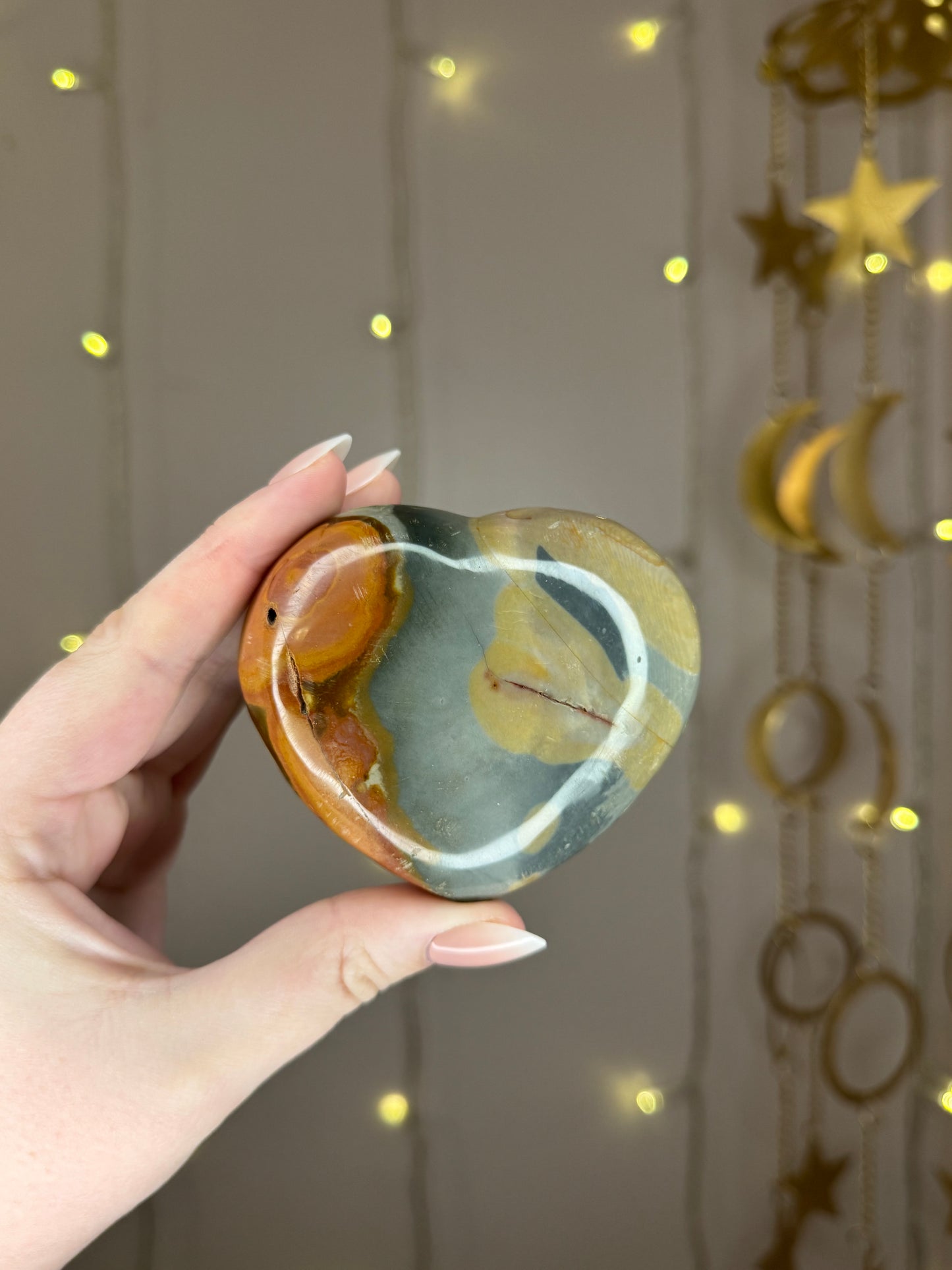 Polychrome Jasper Puffy Heart