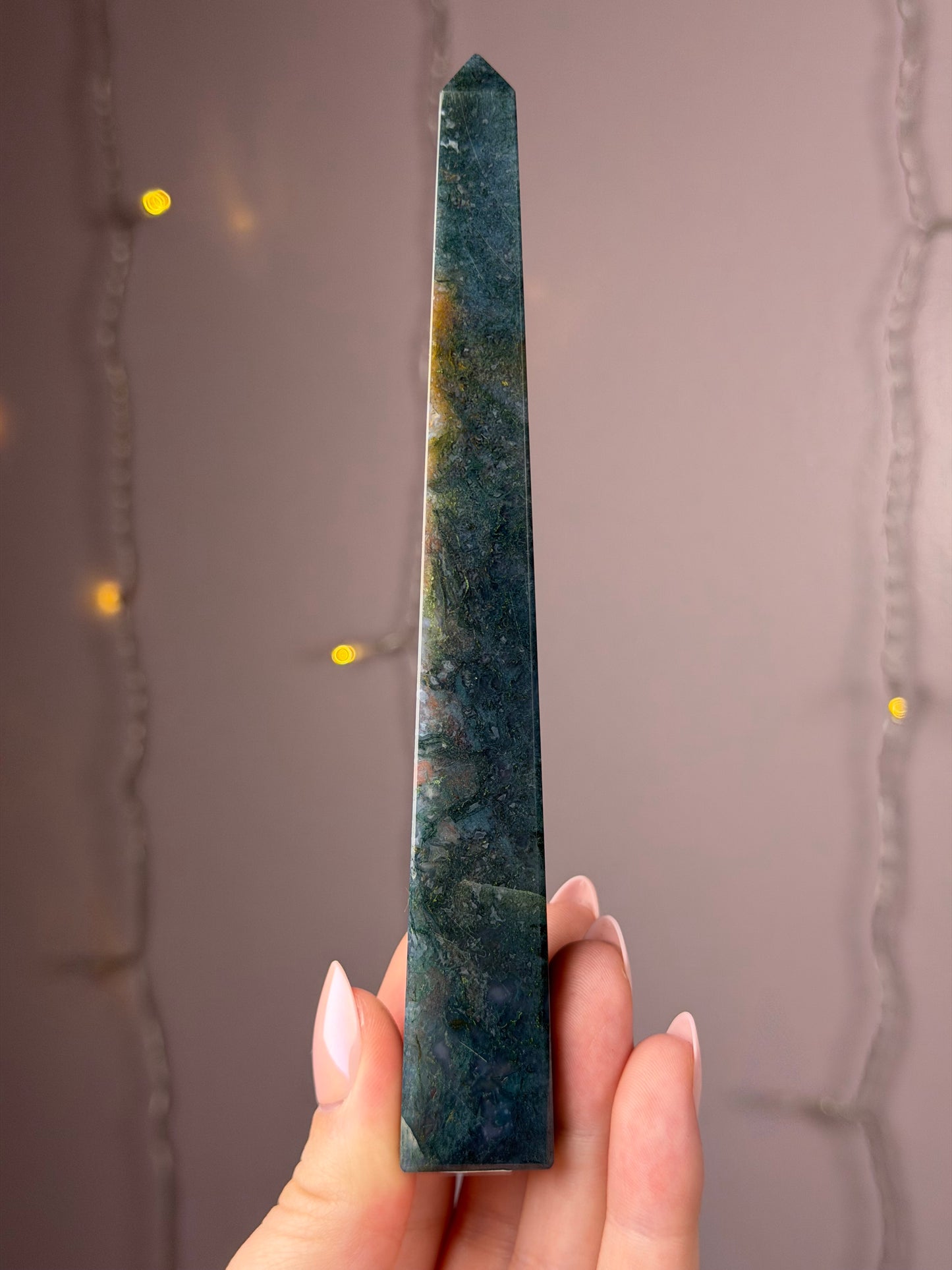Rainbow Moss Agate Obelisk