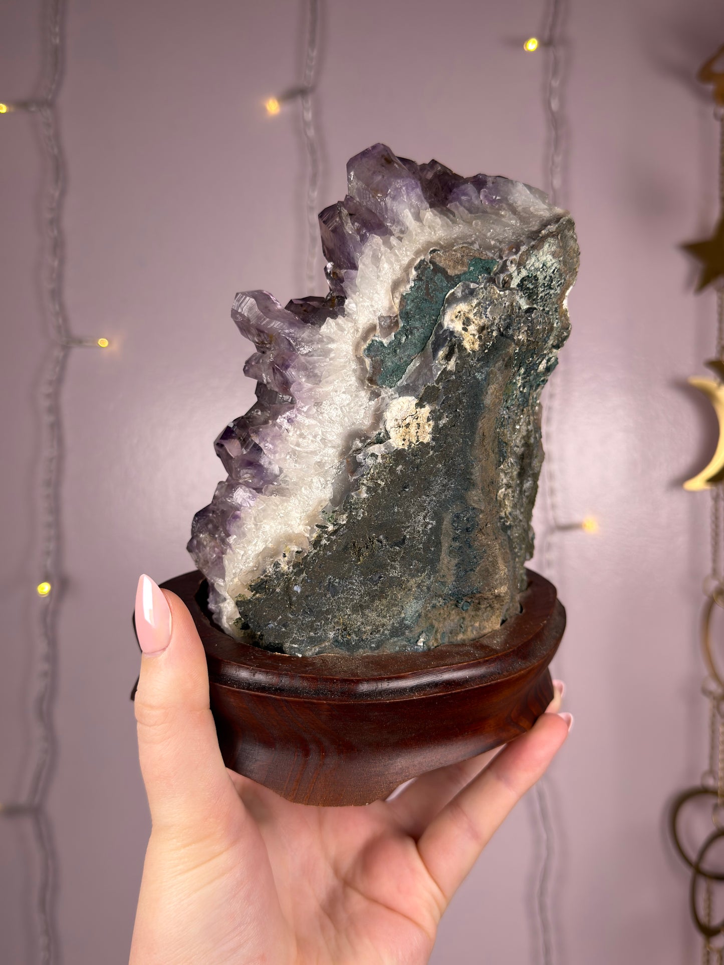 Big Amethyst Cluster on Custom Wooden Base