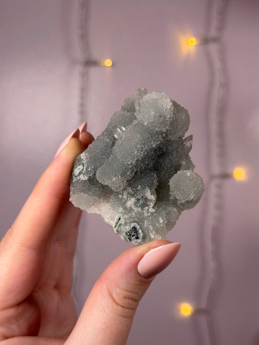 Blue Chalcedony Stalacite Cluster w/ Diamond Apophyllite