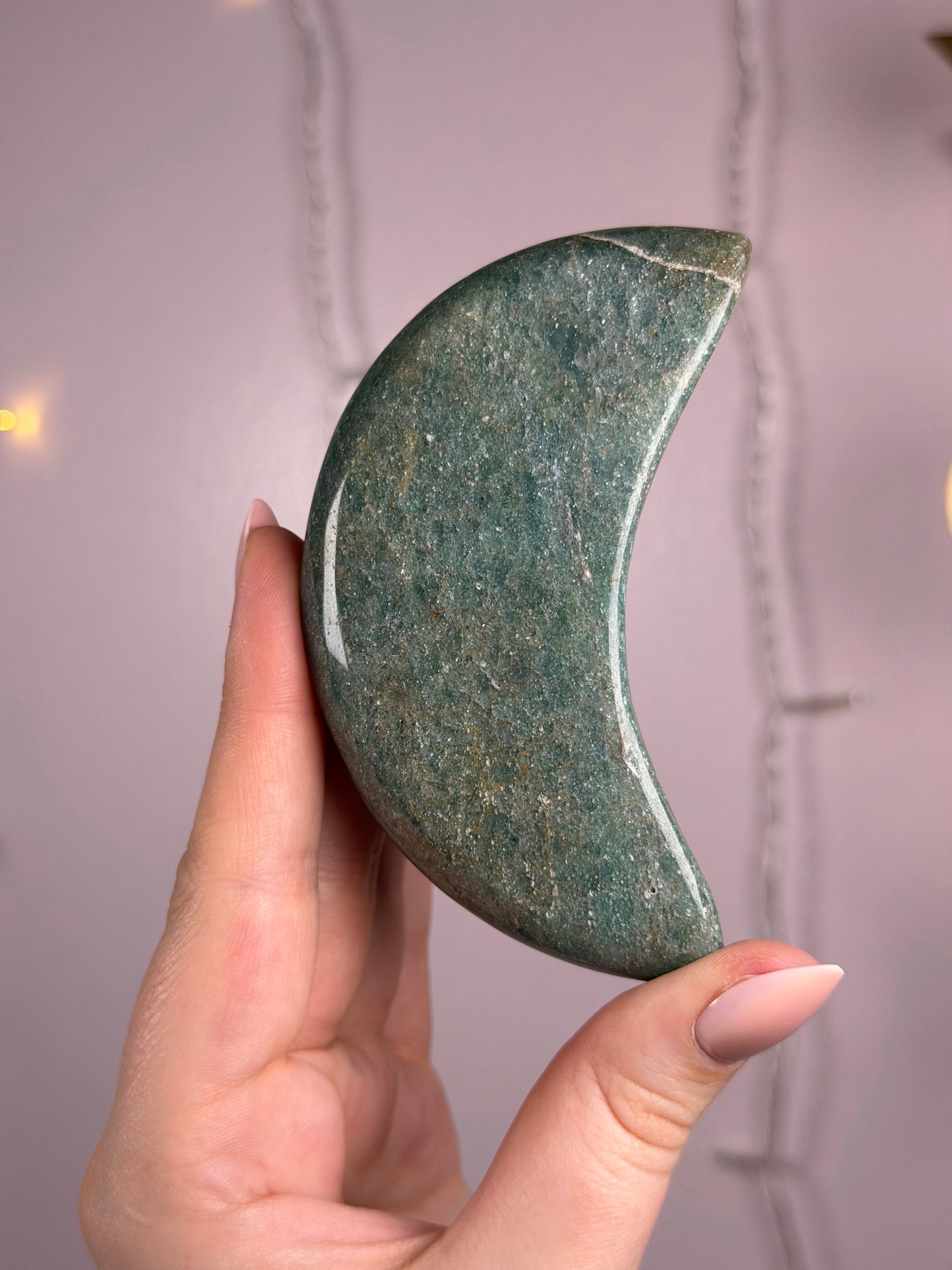 Sparkly Brazilian Green Aventurine Moon Carving B
