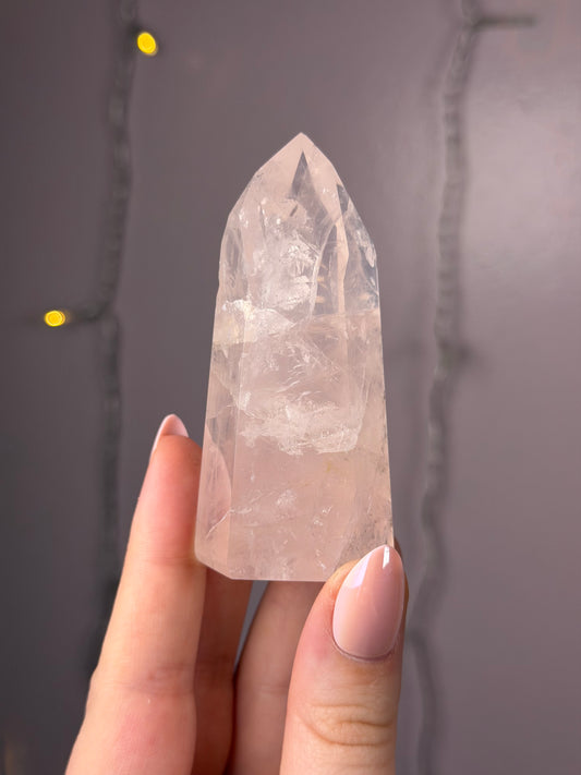 Clear & Gemmy Rose Quartz Tower