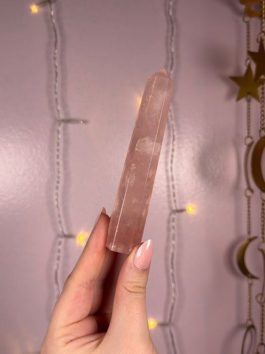Juicy Faceted Rose Quartz Tower