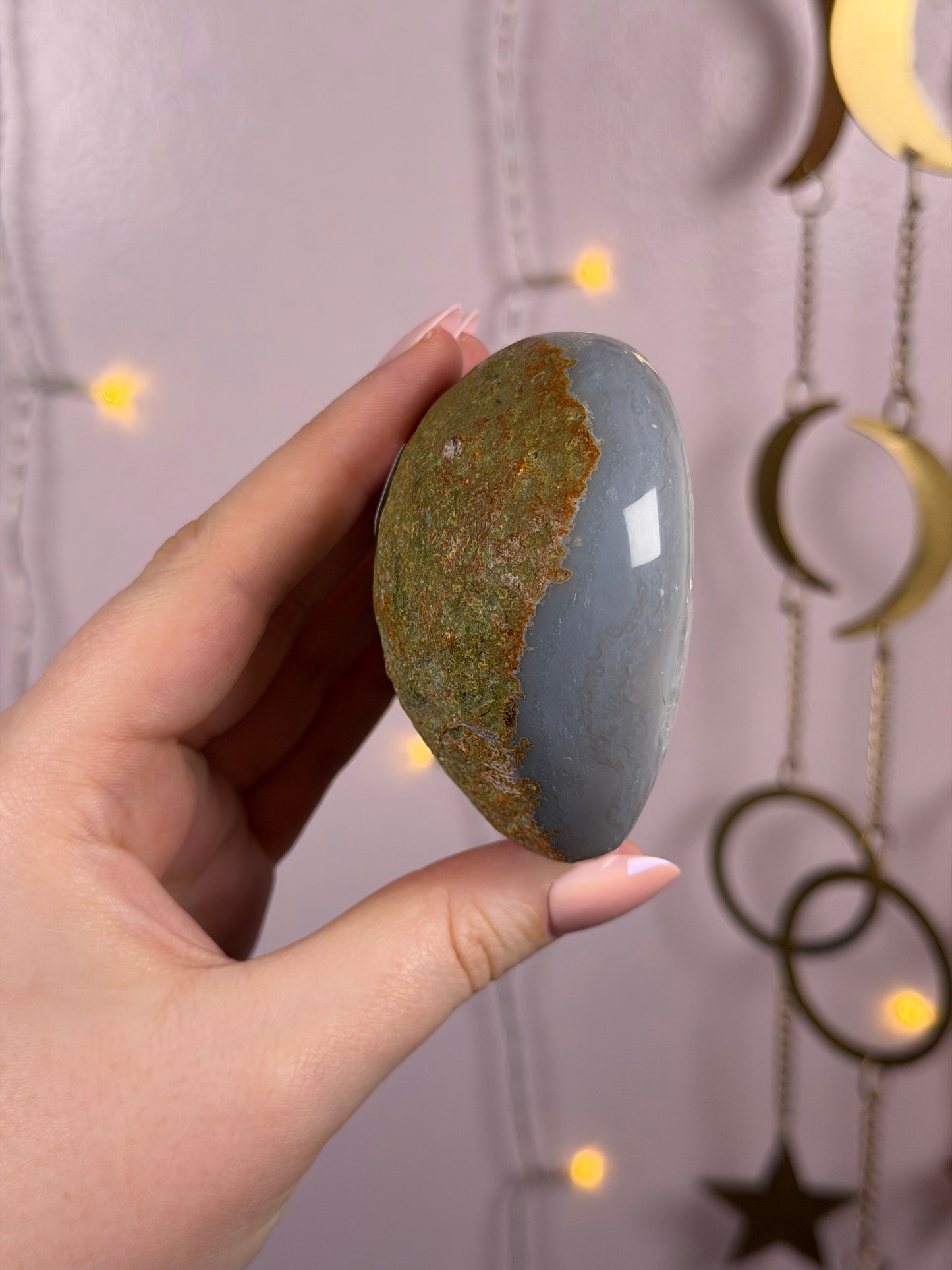 “Salt & Pepper” Druzy Agate Heart Carving