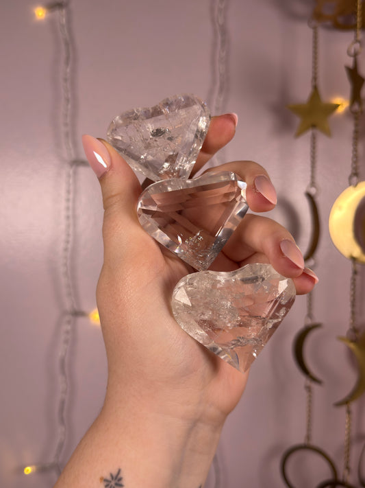 Mystery Faceted Clear Quartz Heart