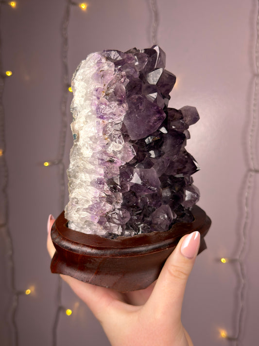 Big Amethyst Cluster on Custom Wooden Base
