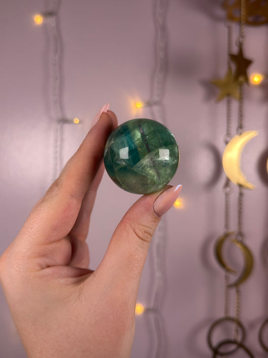 Minty Green Fluorite Sphere w/ Rainbows