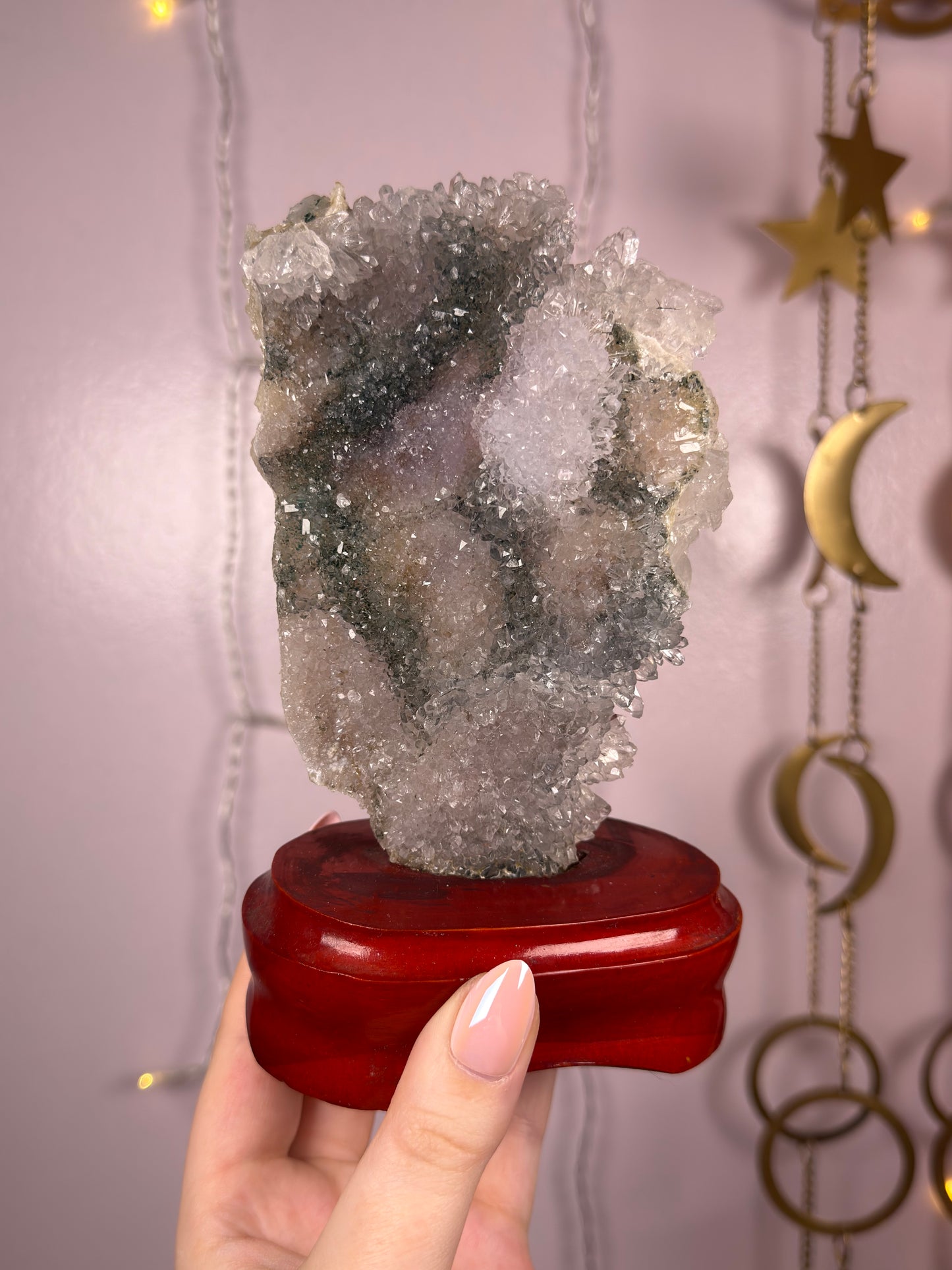 Purple/Pink/Green Amethyst Crust on Custom Base 80