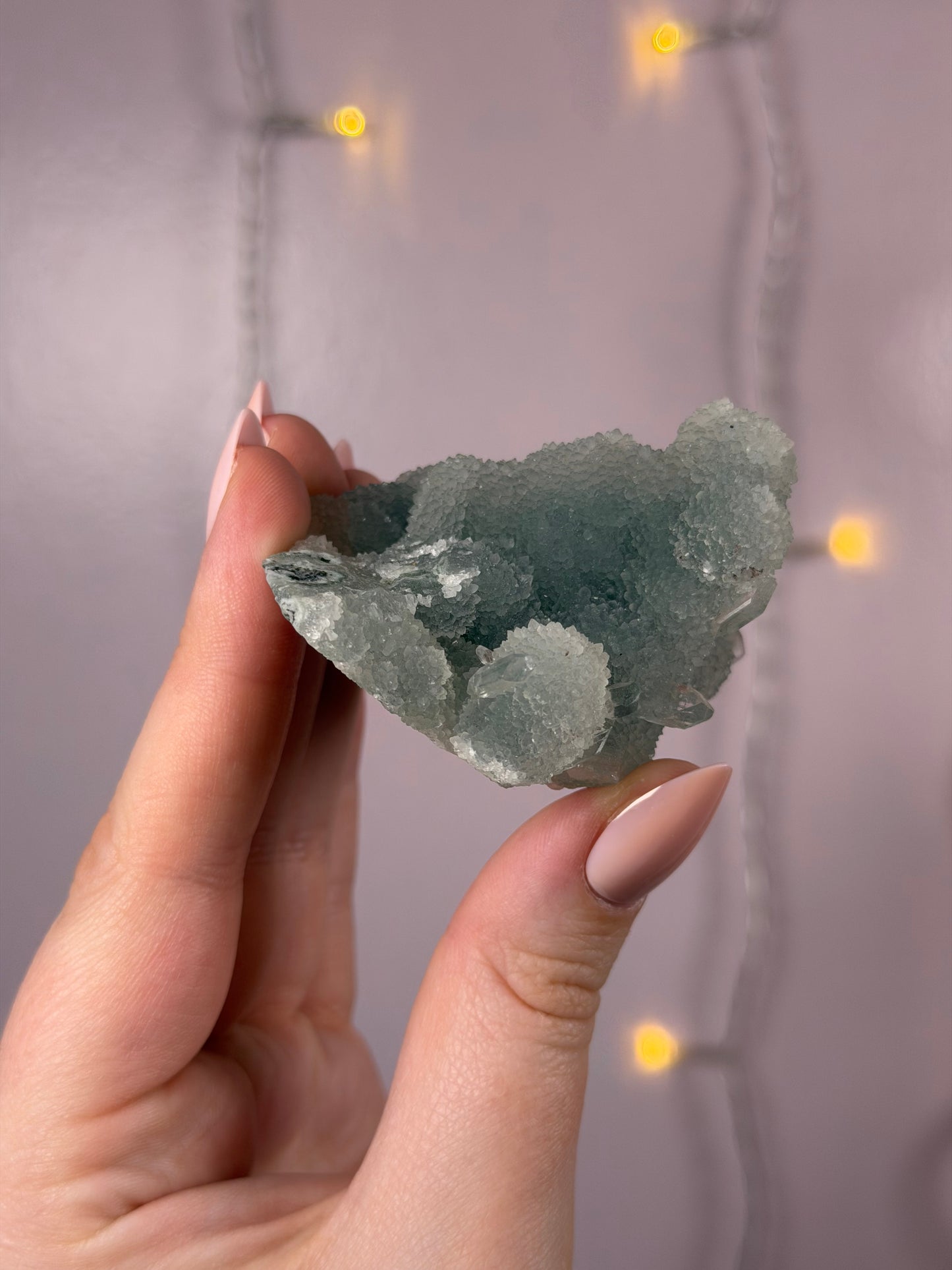 Blue Chalcedony Stalacite Cluster w/ Diamond Apophyllite