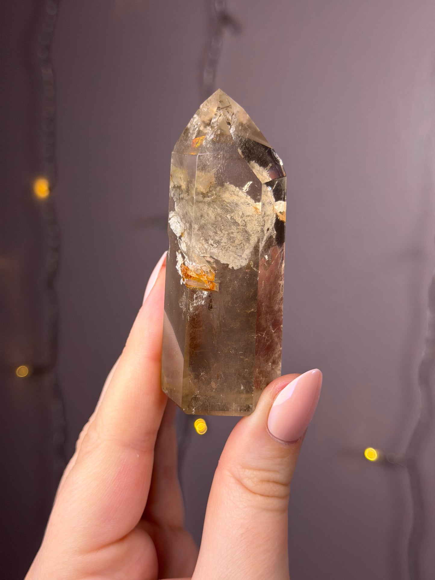 Smoky Grey Garden Quartz Tower w/ Intruding Points