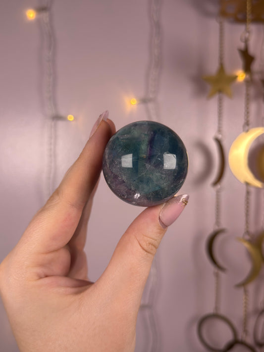 Blue/Purple Fluorite Sphere w/ Feathers