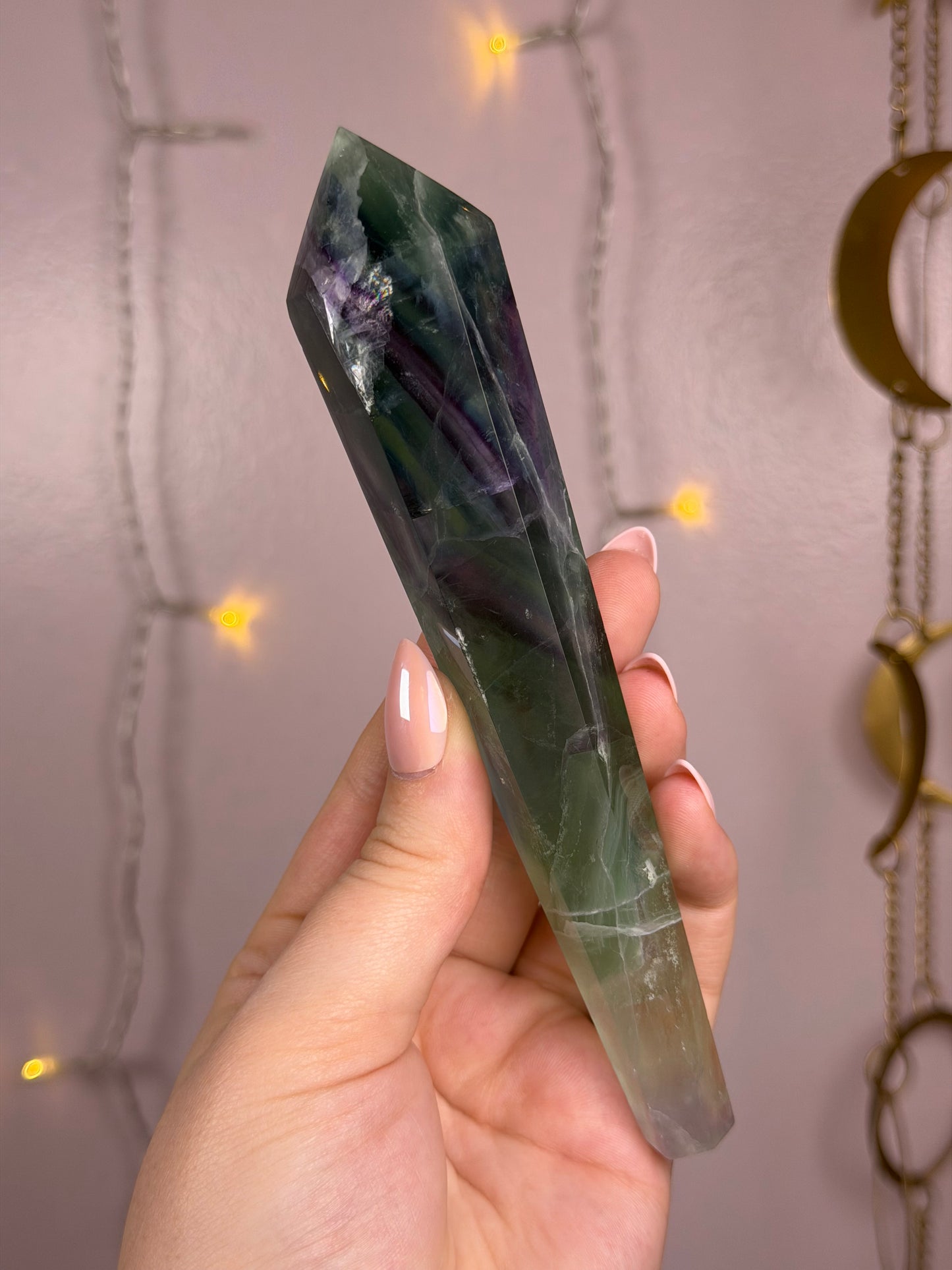 Fluorite Wand E (banded green/blue/purple)