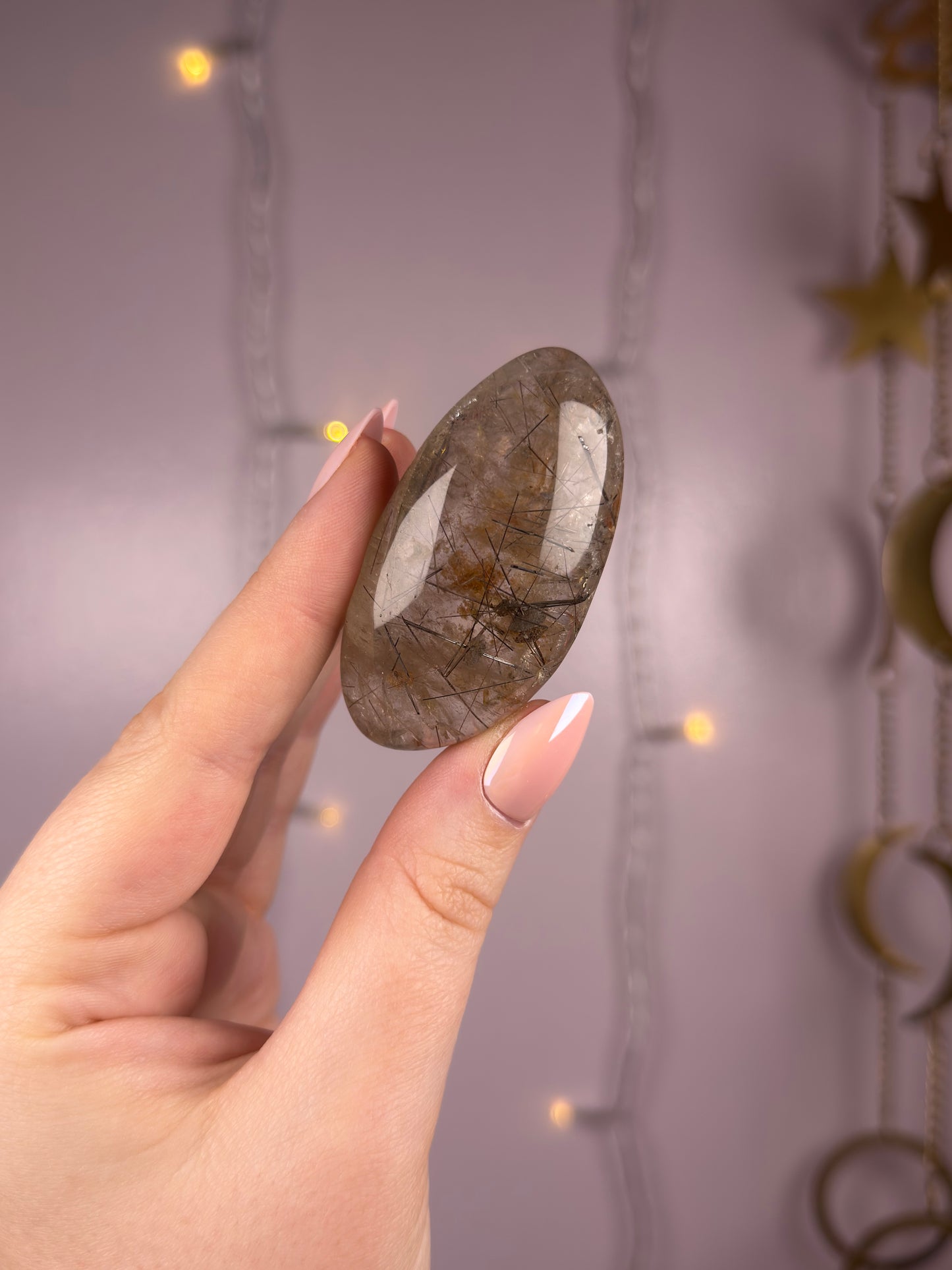 Black Rutile x Brown Garden Quartz Lens