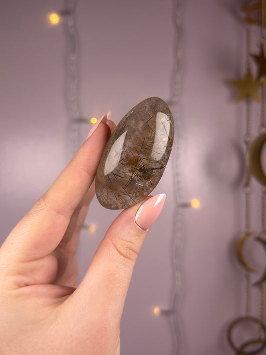 Black Rutile x Brown Garden Quartz Lens