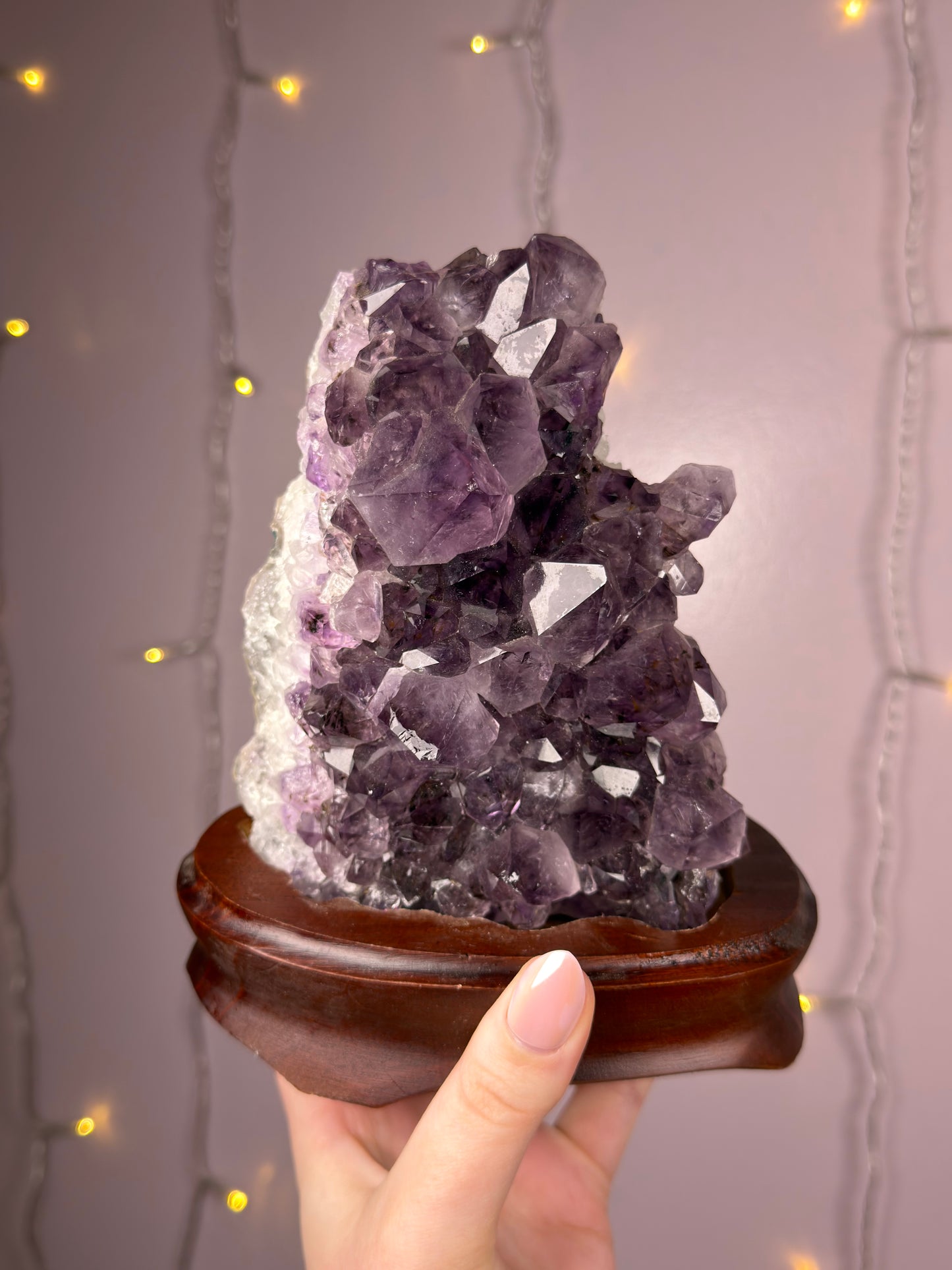 Big Amethyst Cluster on Custom Wooden Base