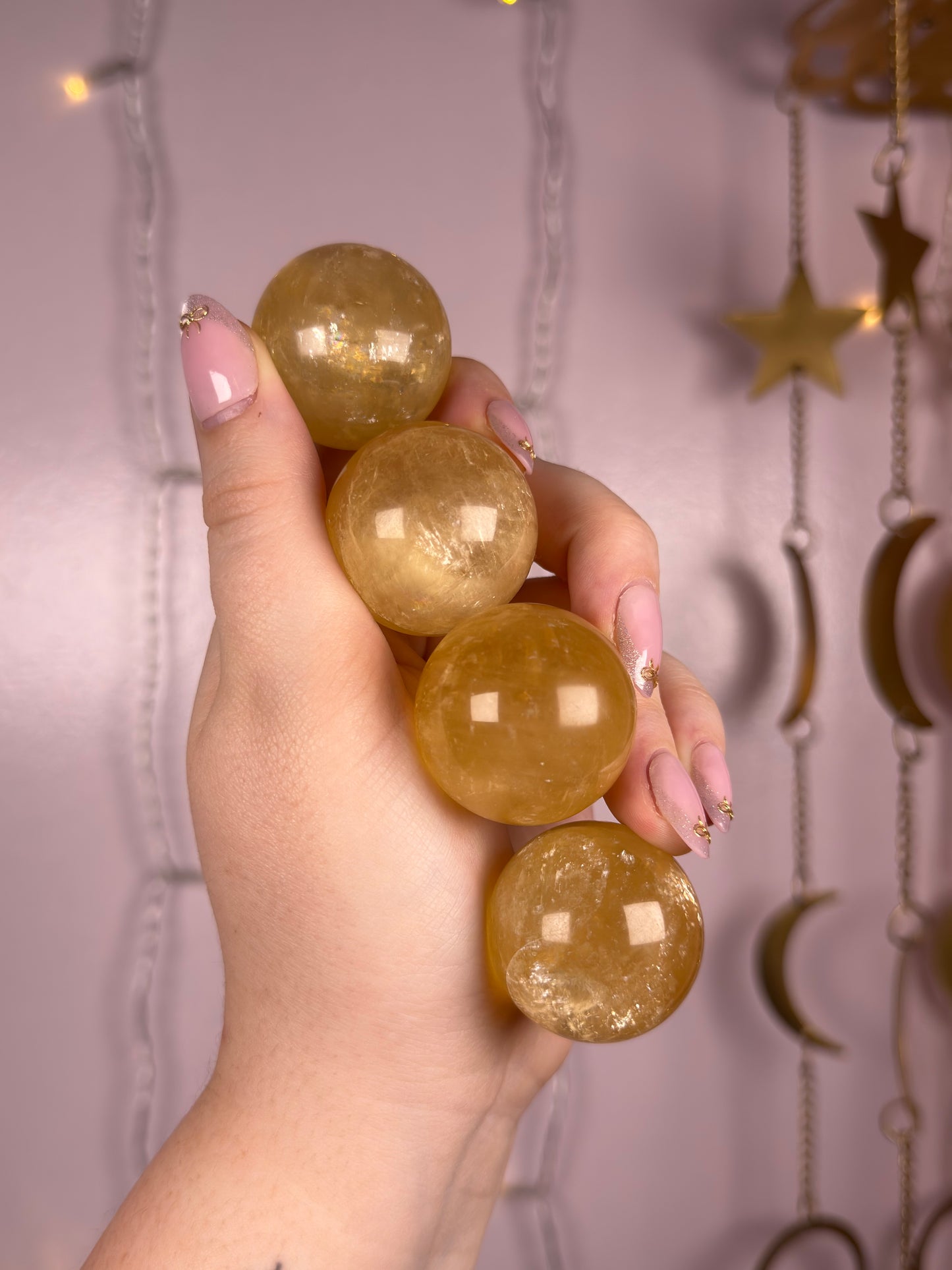 Rainbow Filled Honey Calcite Sphere