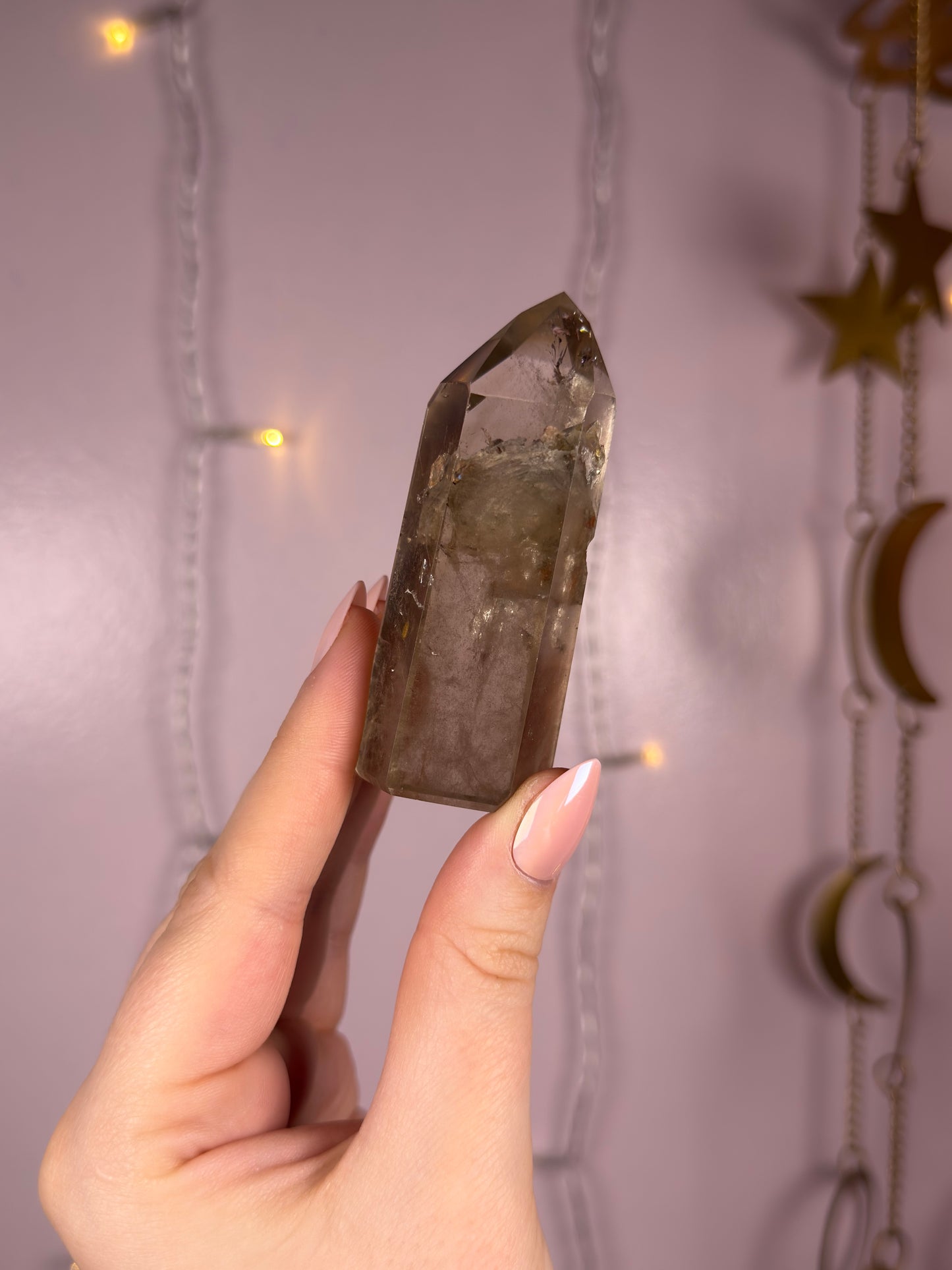 Smoky Grey Garden Quartz Tower w/ Intruding Points