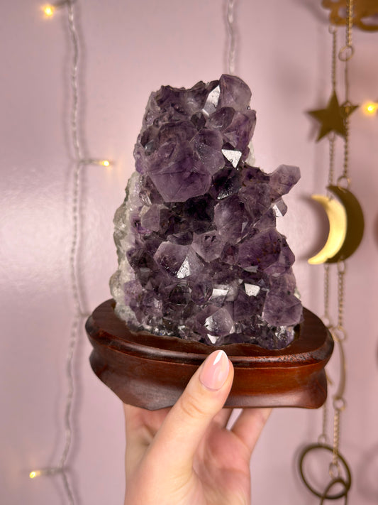 Big Amethyst Cluster on Custom Wooden Base