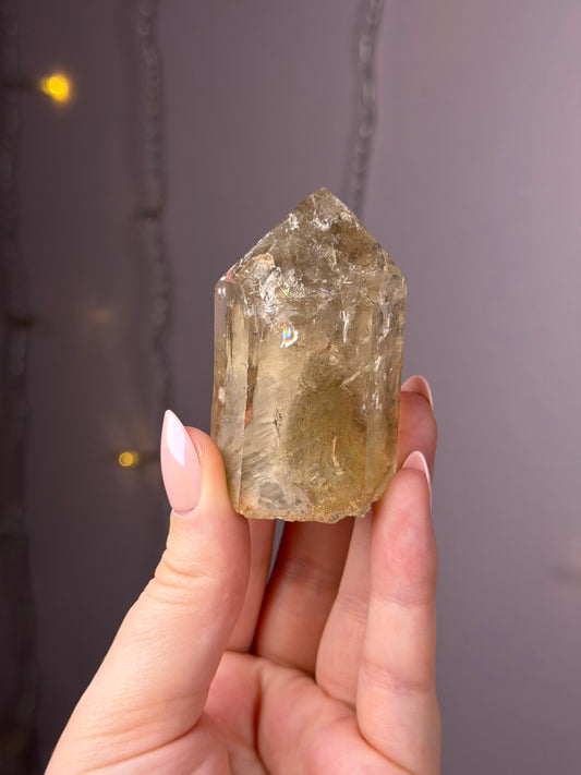 Standing Natural Smoky Quartz Point w/ Layered Garden Quartz