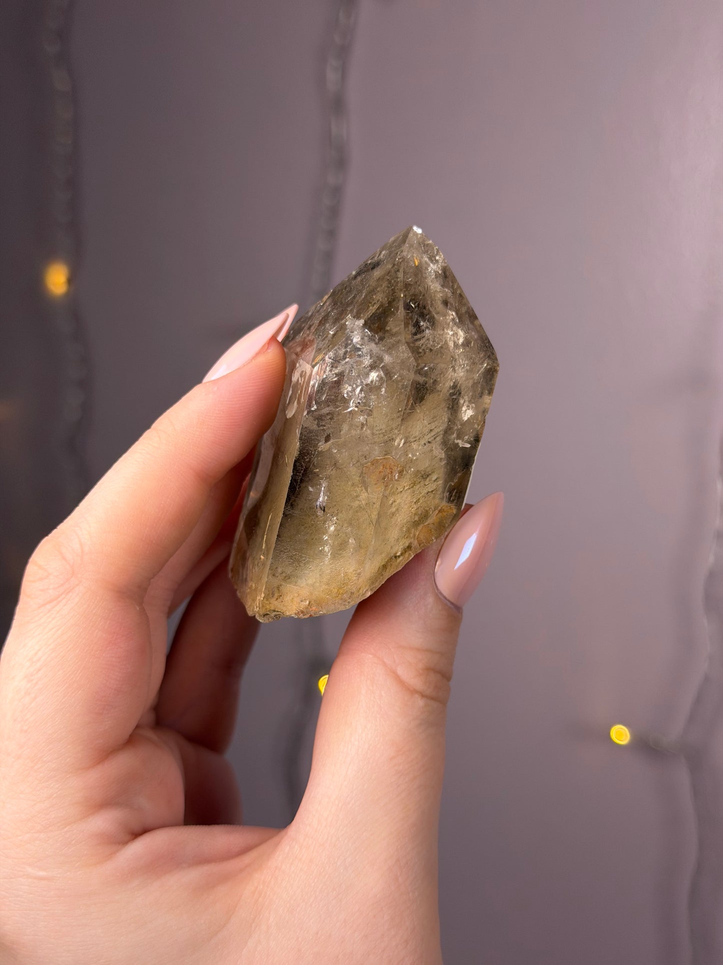 Standing Natural Smoky Quartz Point w/ Layered Garden Quartz