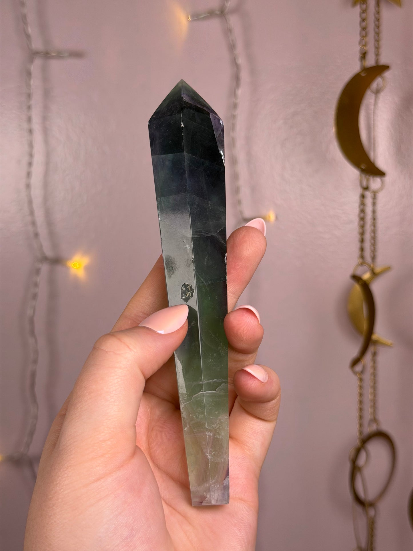 Fluorite Wand E (banded green/blue/purple)