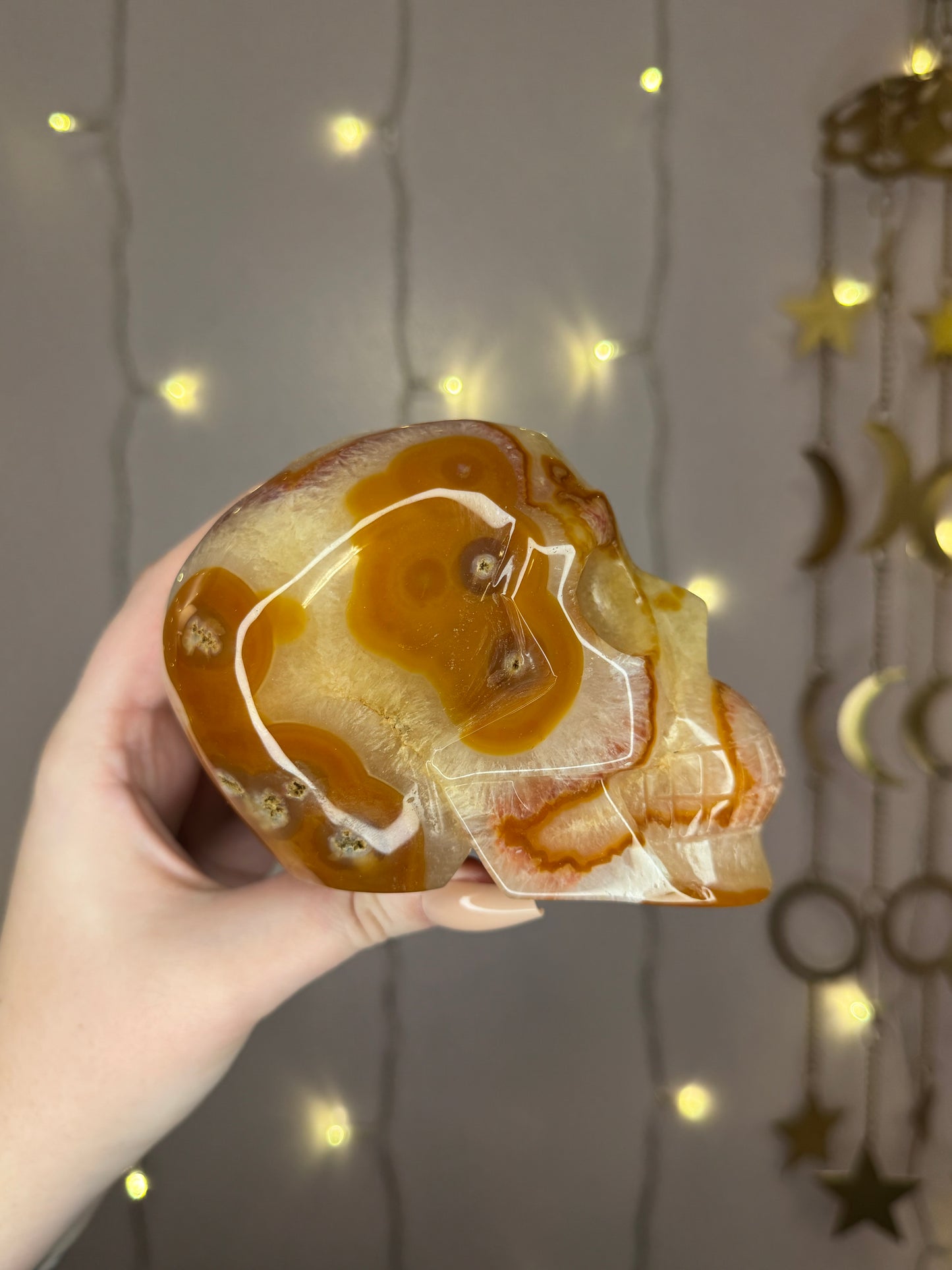 Insane Carnelian Druzy Skull Carving