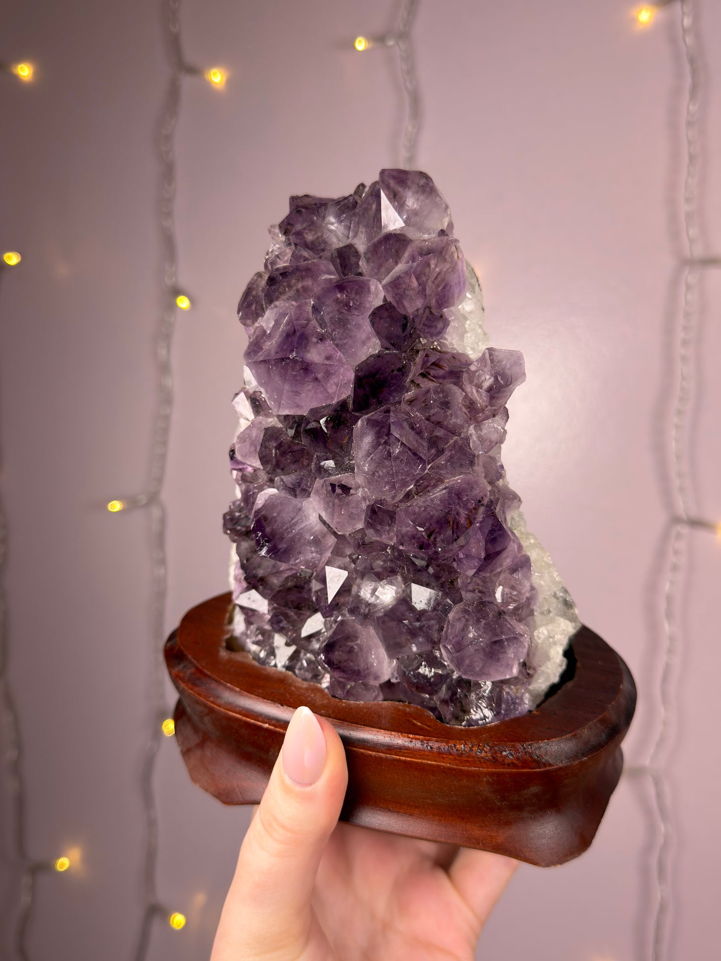 Big Amethyst Cluster on Custom Wooden Base
