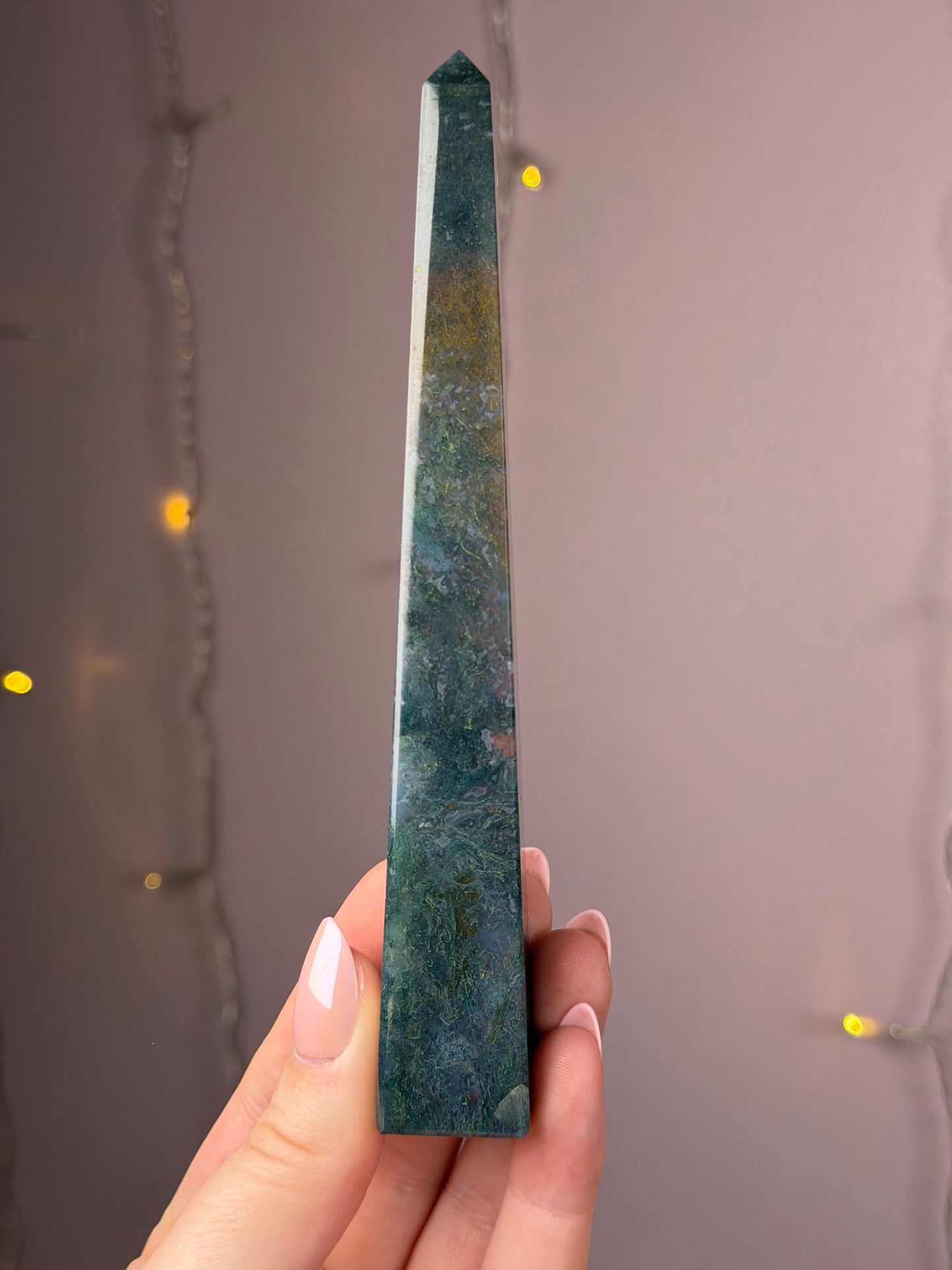 Rainbow Moss Agate Obelisk