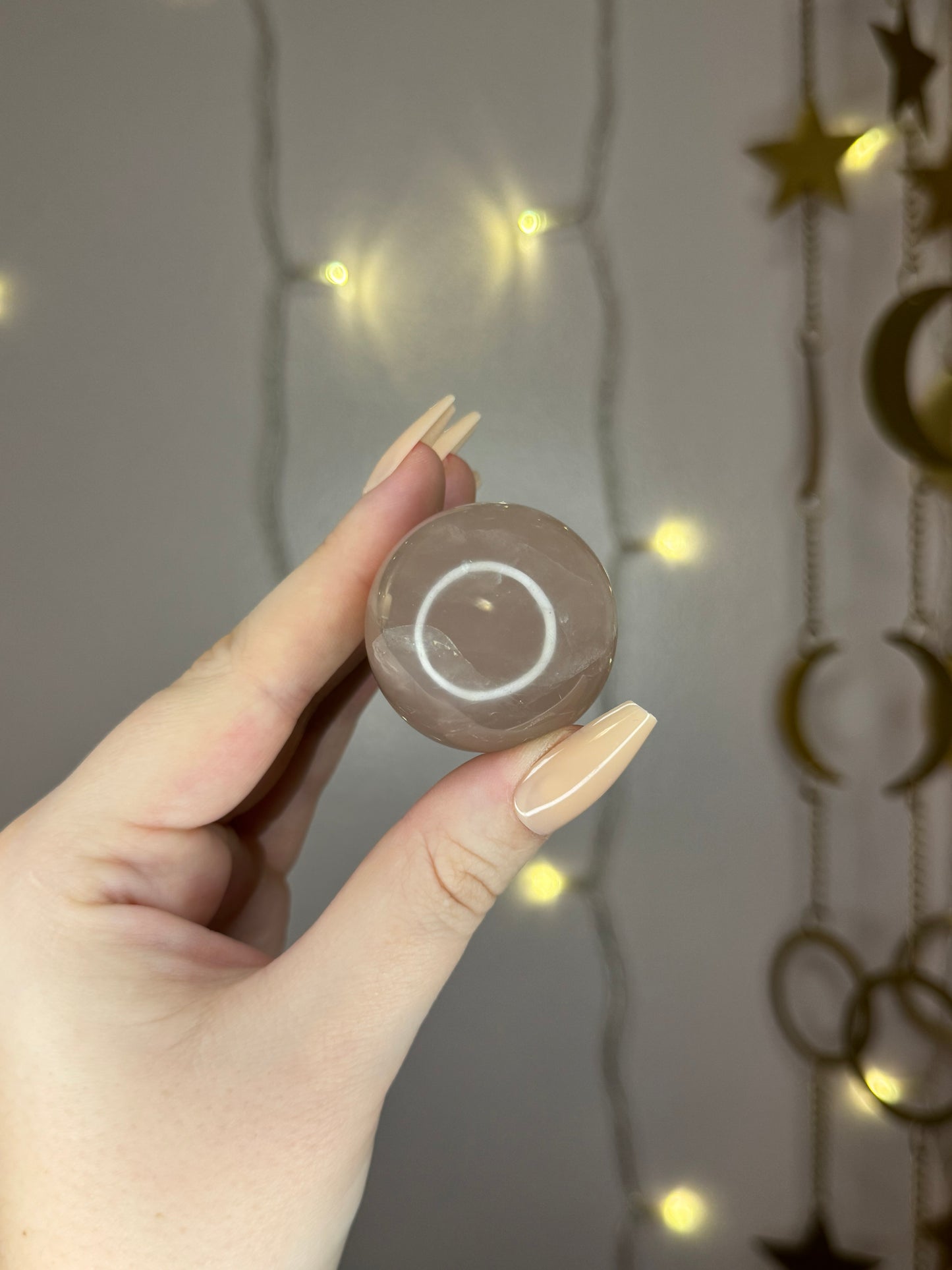 Star Rose Quartz Sphere w/ Rainbow 24