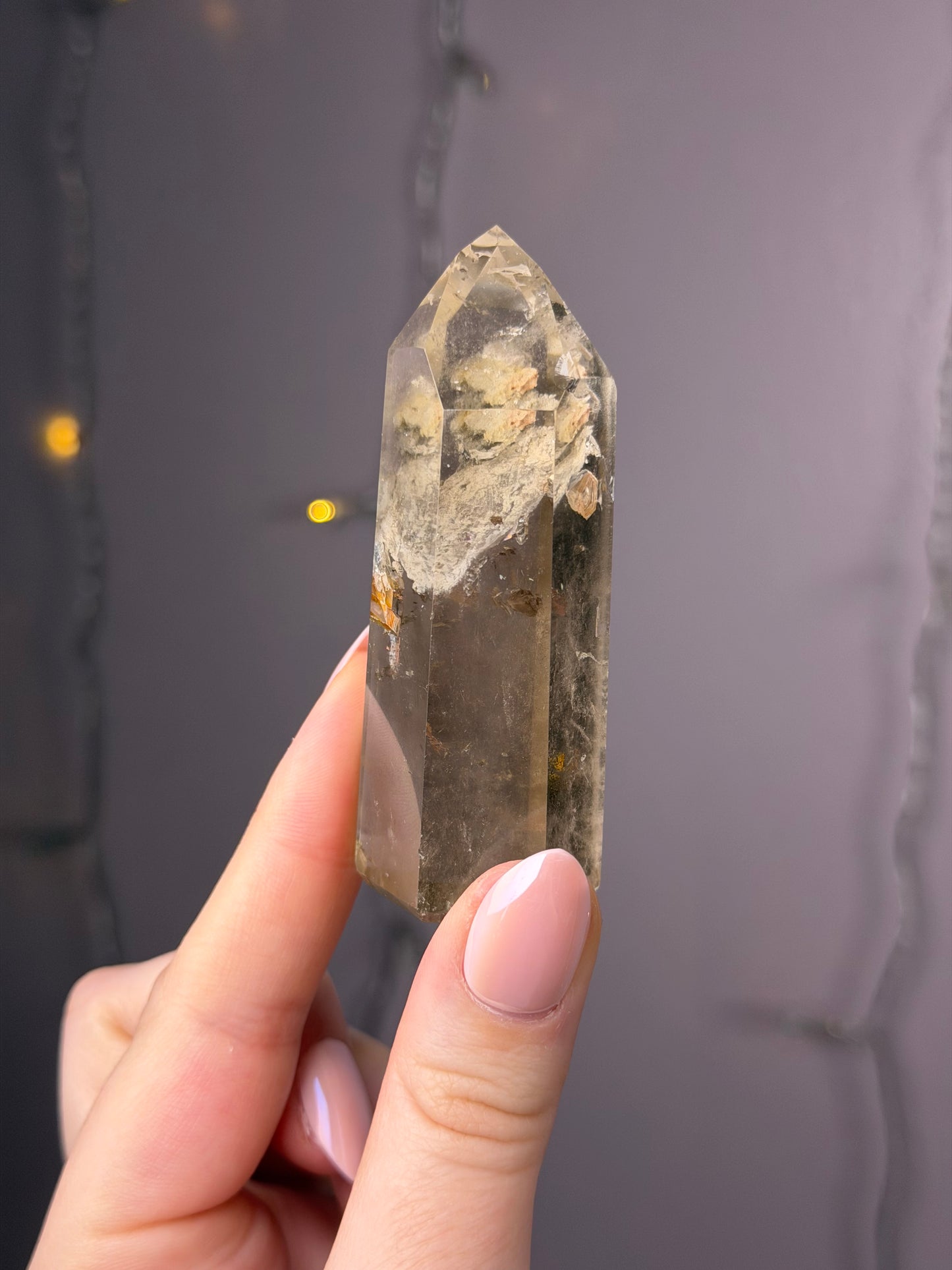 Smoky Grey Garden Quartz Tower w/ Intruding Points