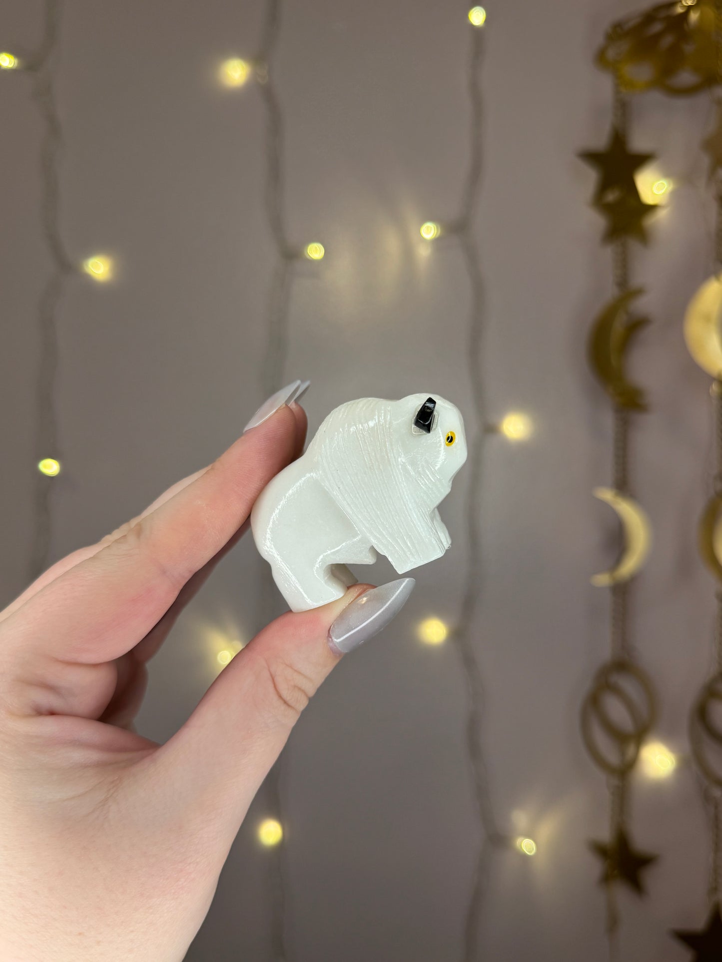 White Onyx Buffalo Carving