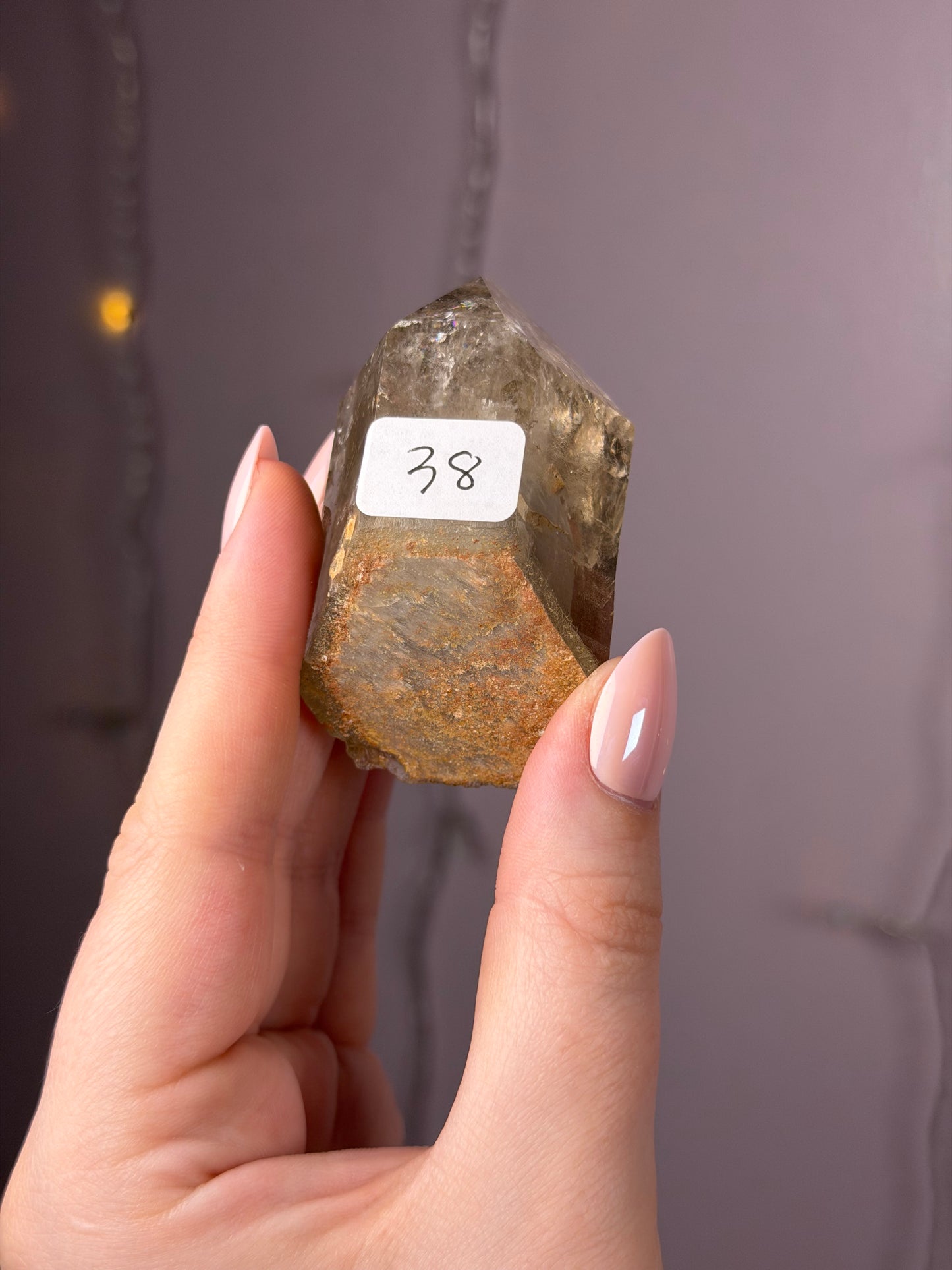 Standing Natural Smoky Quartz Point w/ Layered Garden Quartz
