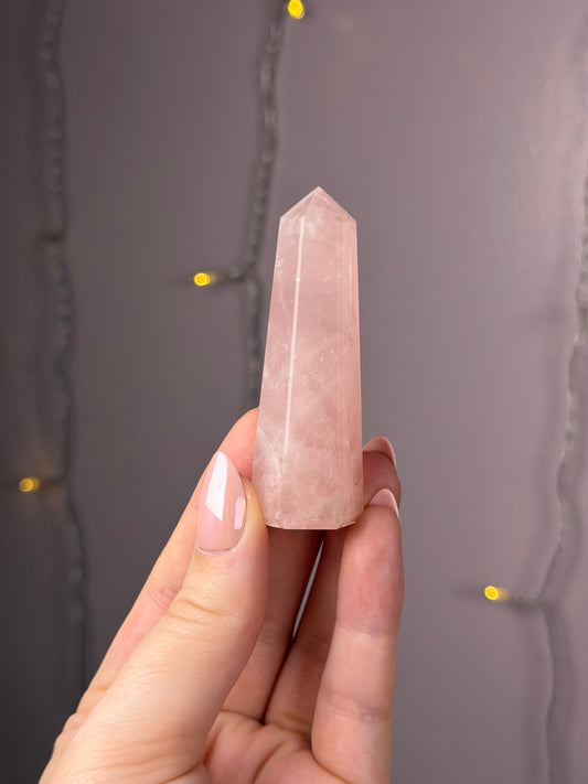 Faceted Rose Quartz Tower A
