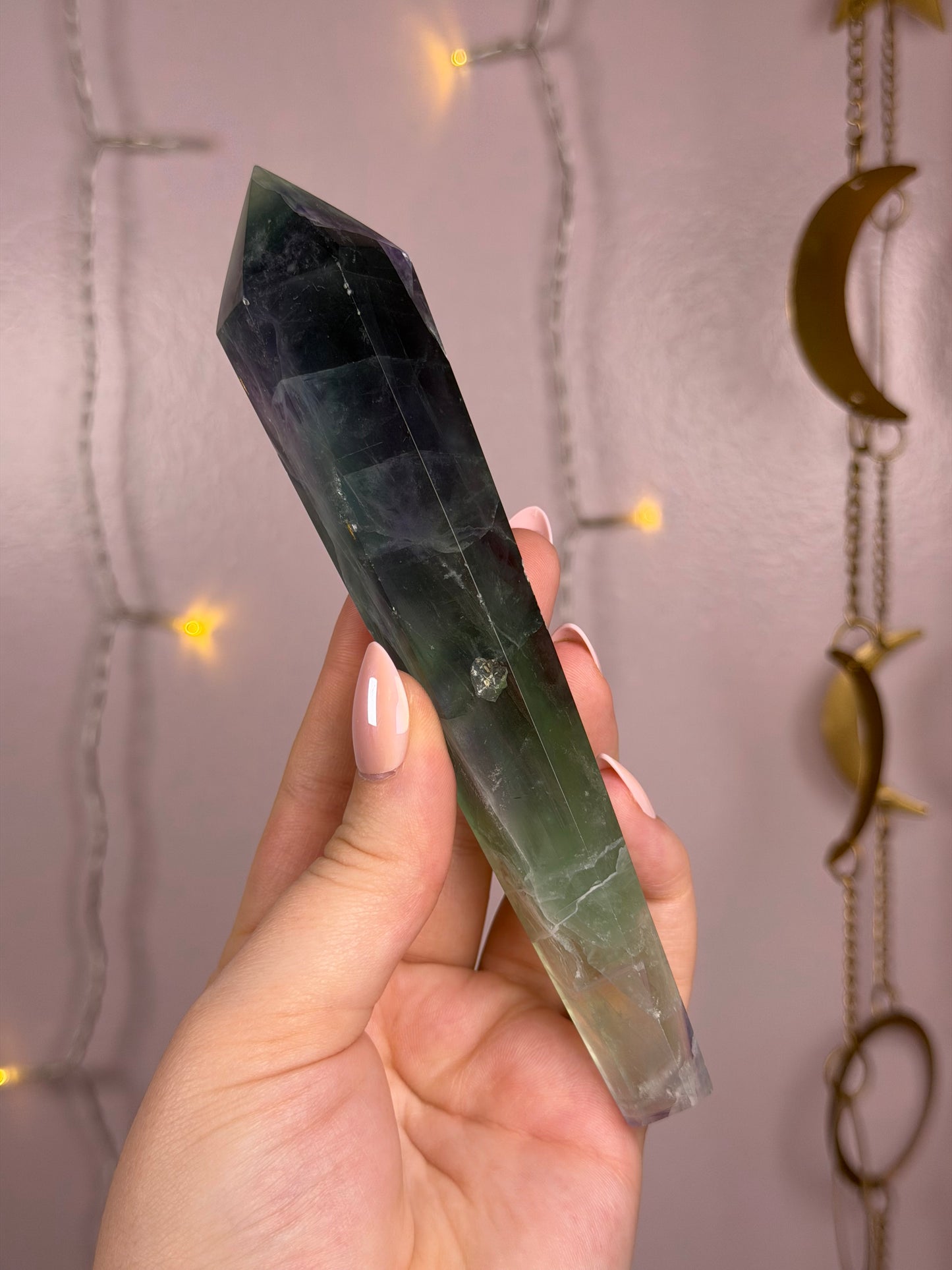 Fluorite Wand E (banded green/blue/purple)
