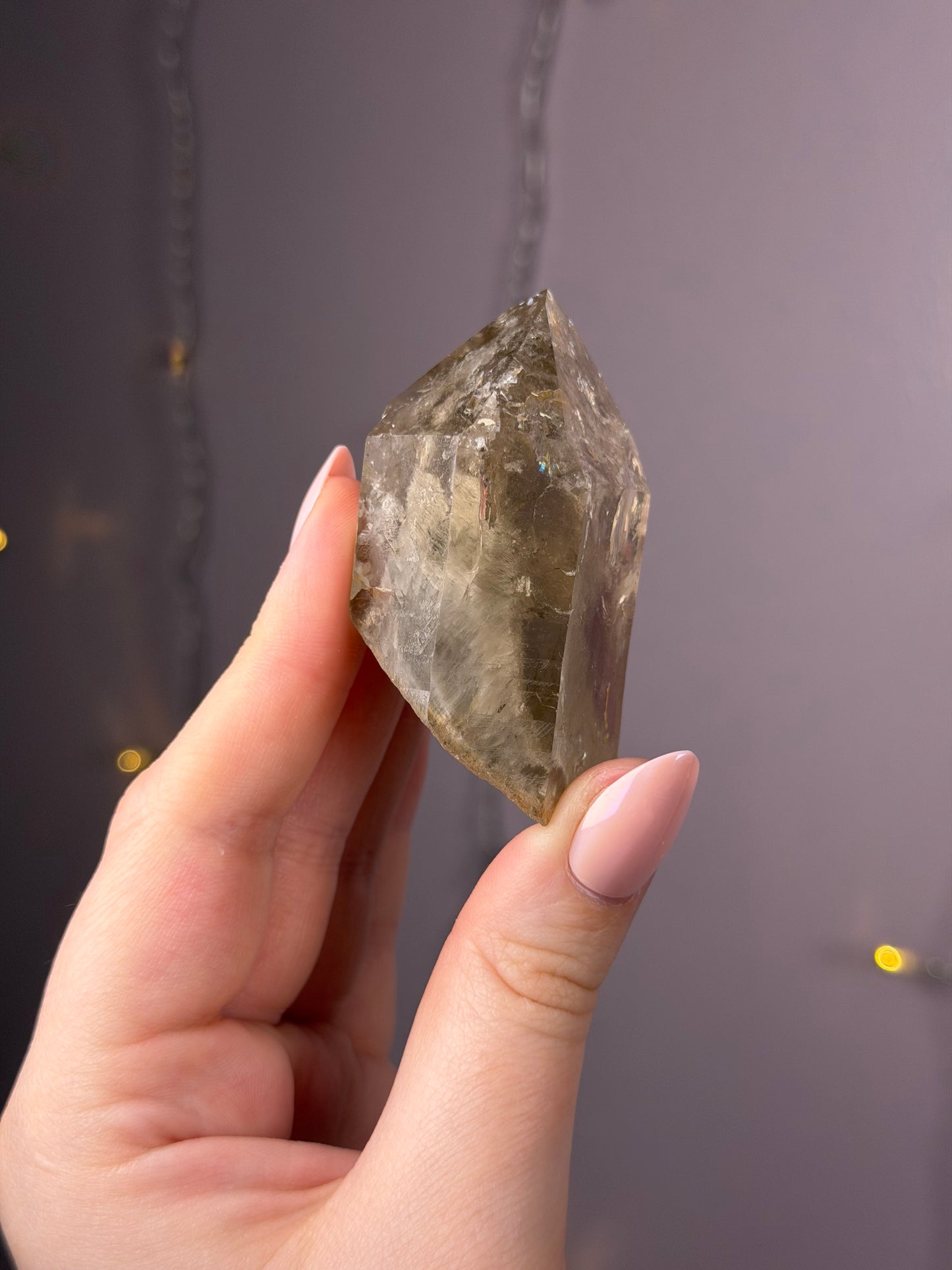 Standing Natural Smoky Quartz Point w/ Layered Garden Quartz