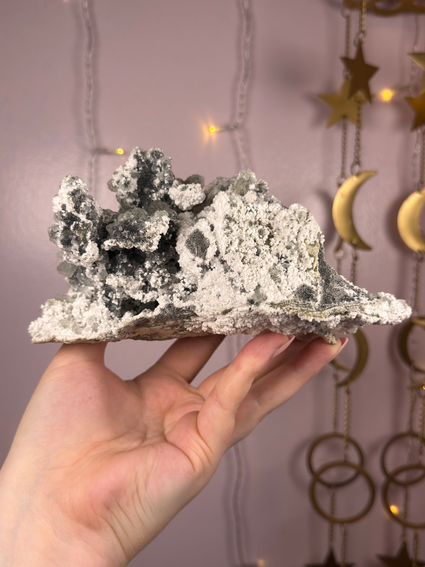 Collectors Piece Green Fluorite on Quartz & Calcite