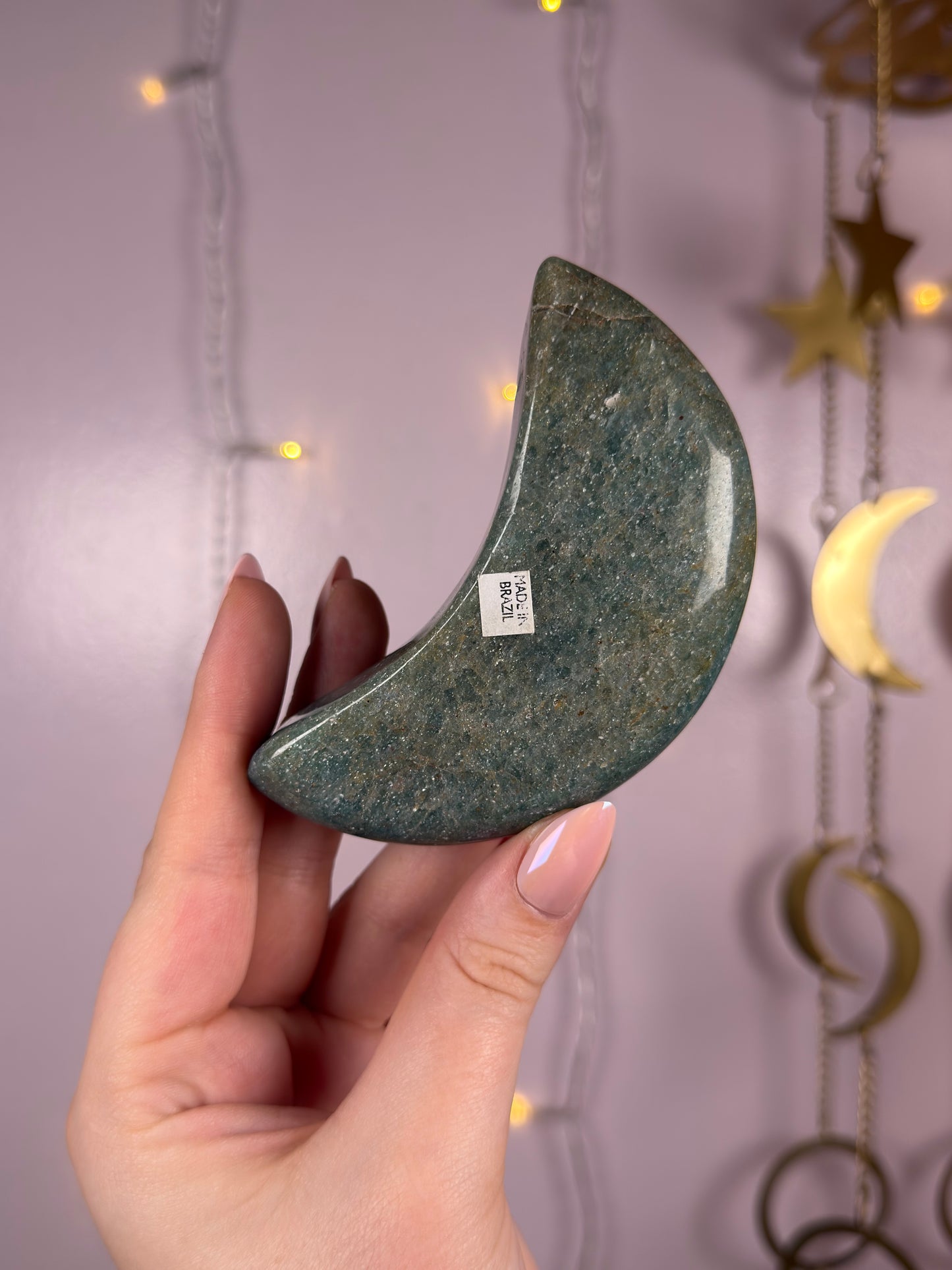 Sparkly Brazilian Green Aventurine Moon Carving B
