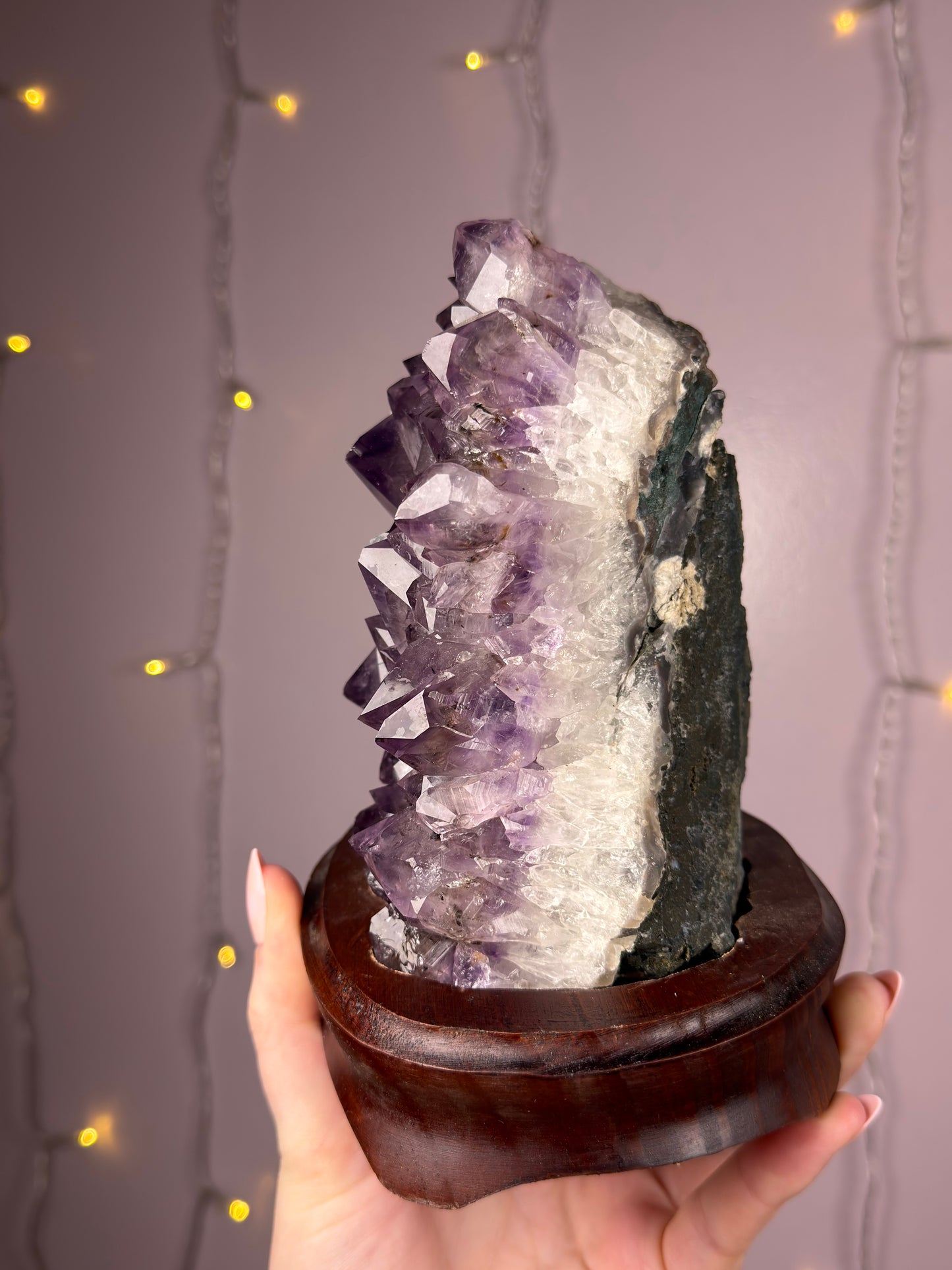 Big Amethyst Cluster on Custom Wooden Base