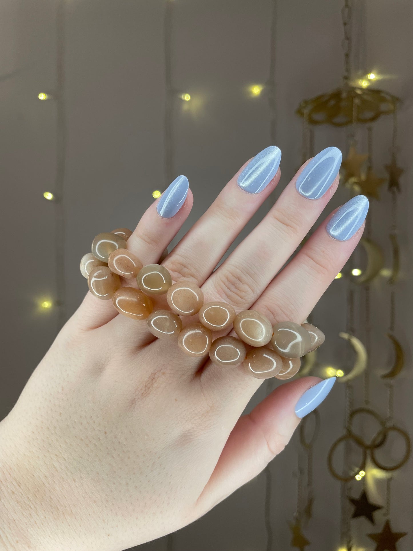 Chunky Peach Moonstone x Sunstone Bracelet