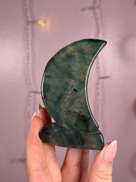 Green Fluorite Standing Moon A (deep green/blue)