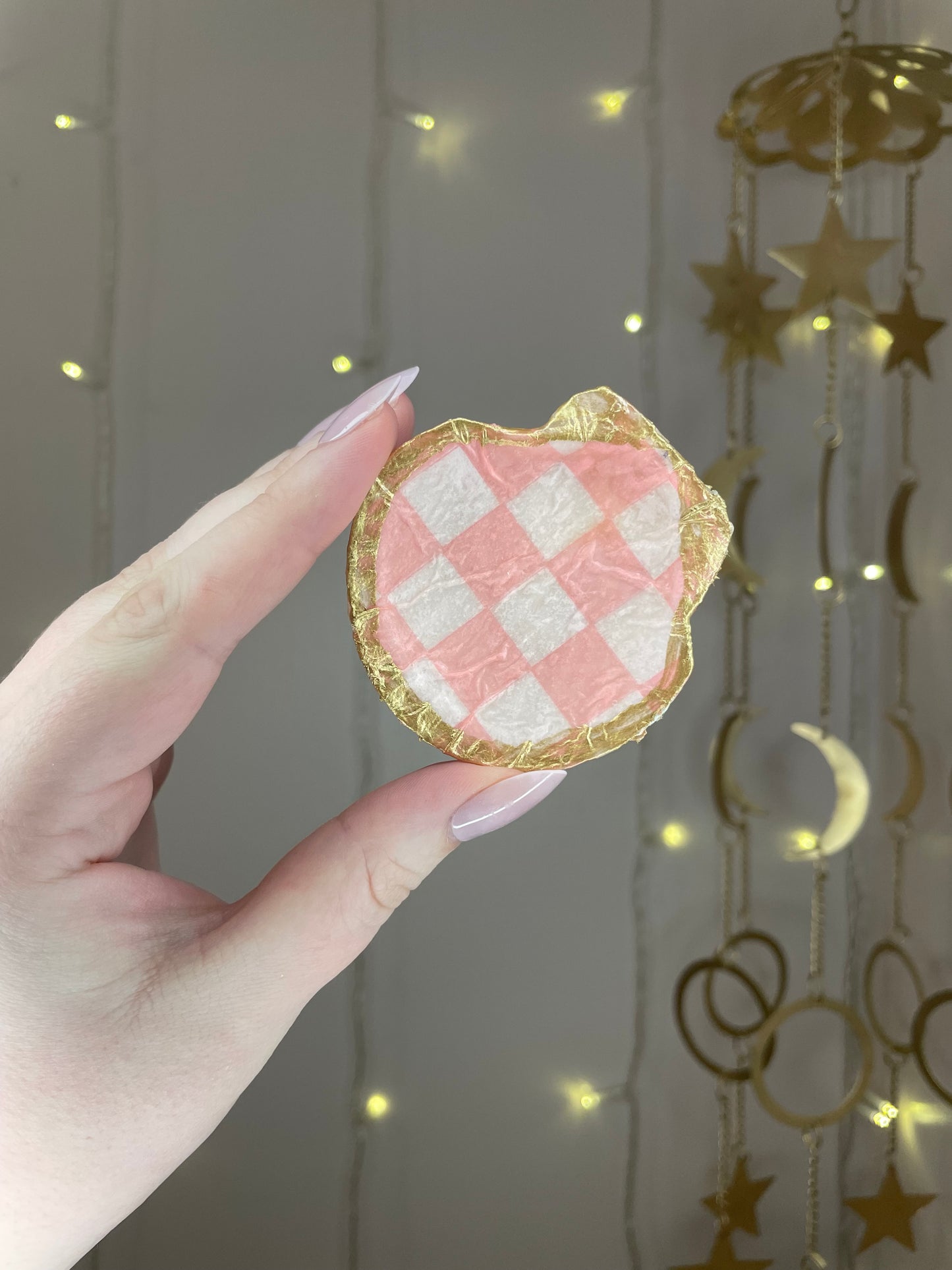 Pink Checkerboard Shell Dish