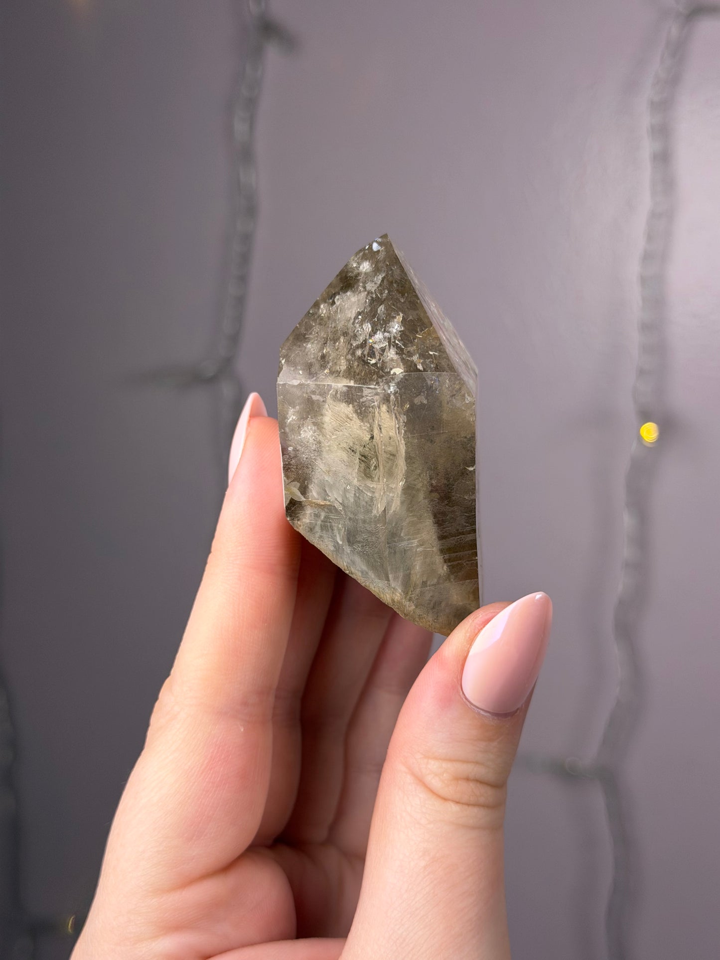 Standing Natural Smoky Quartz Point w/ Layered Garden Quartz