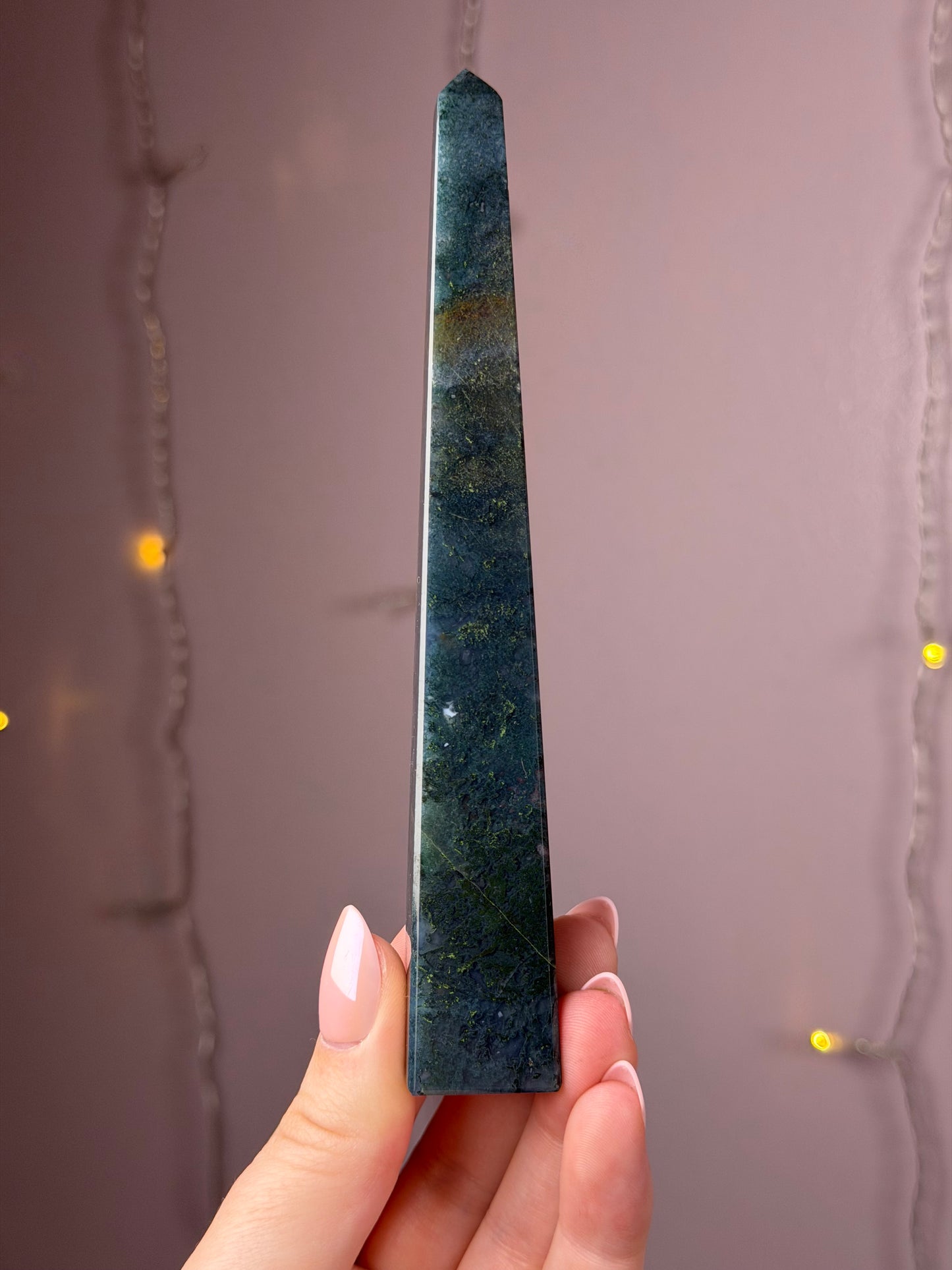 Rainbow Moss Agate Obelisk