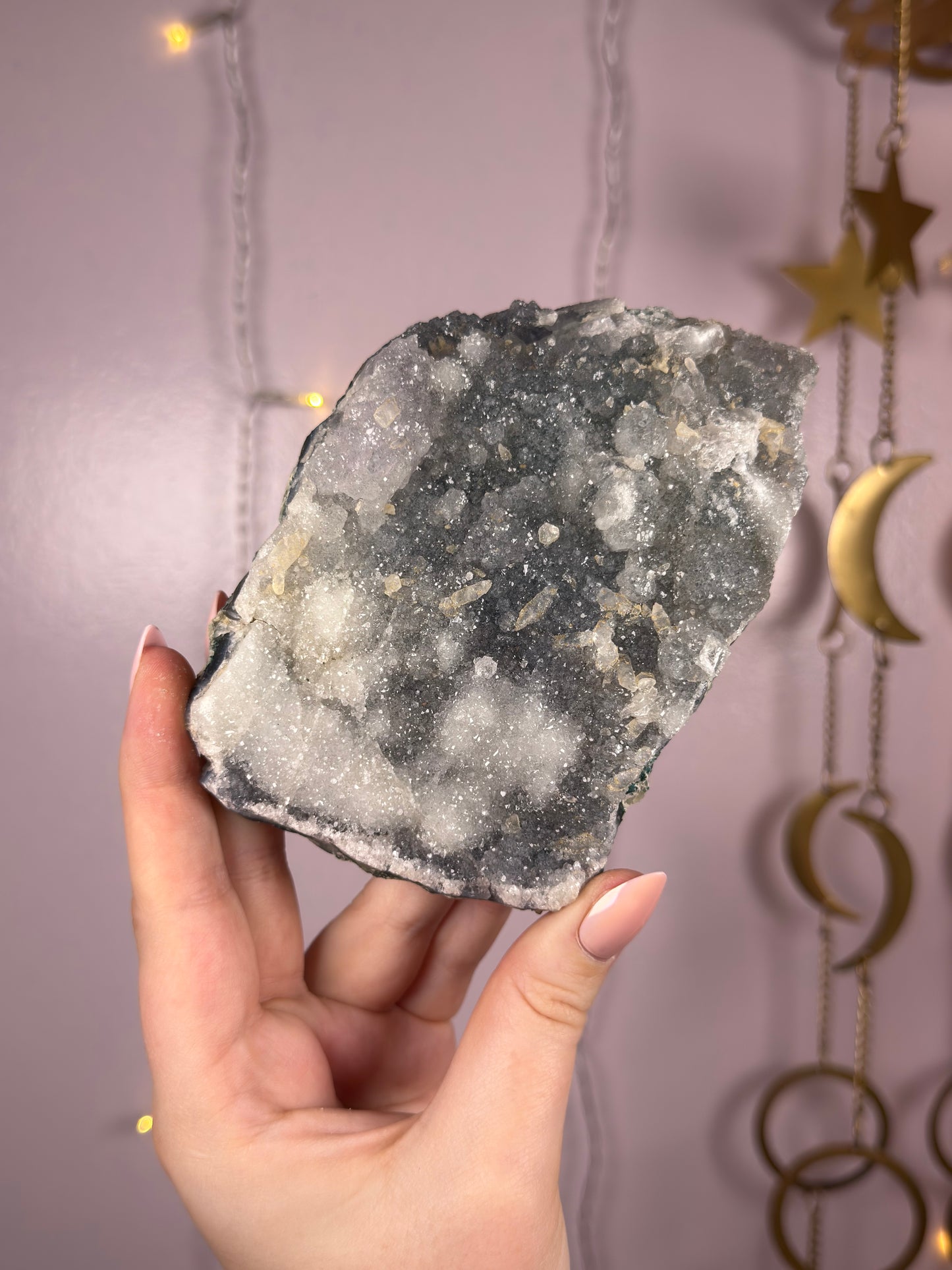 Blue & White Amethyst Crust w/ Calcite Inclusions 50