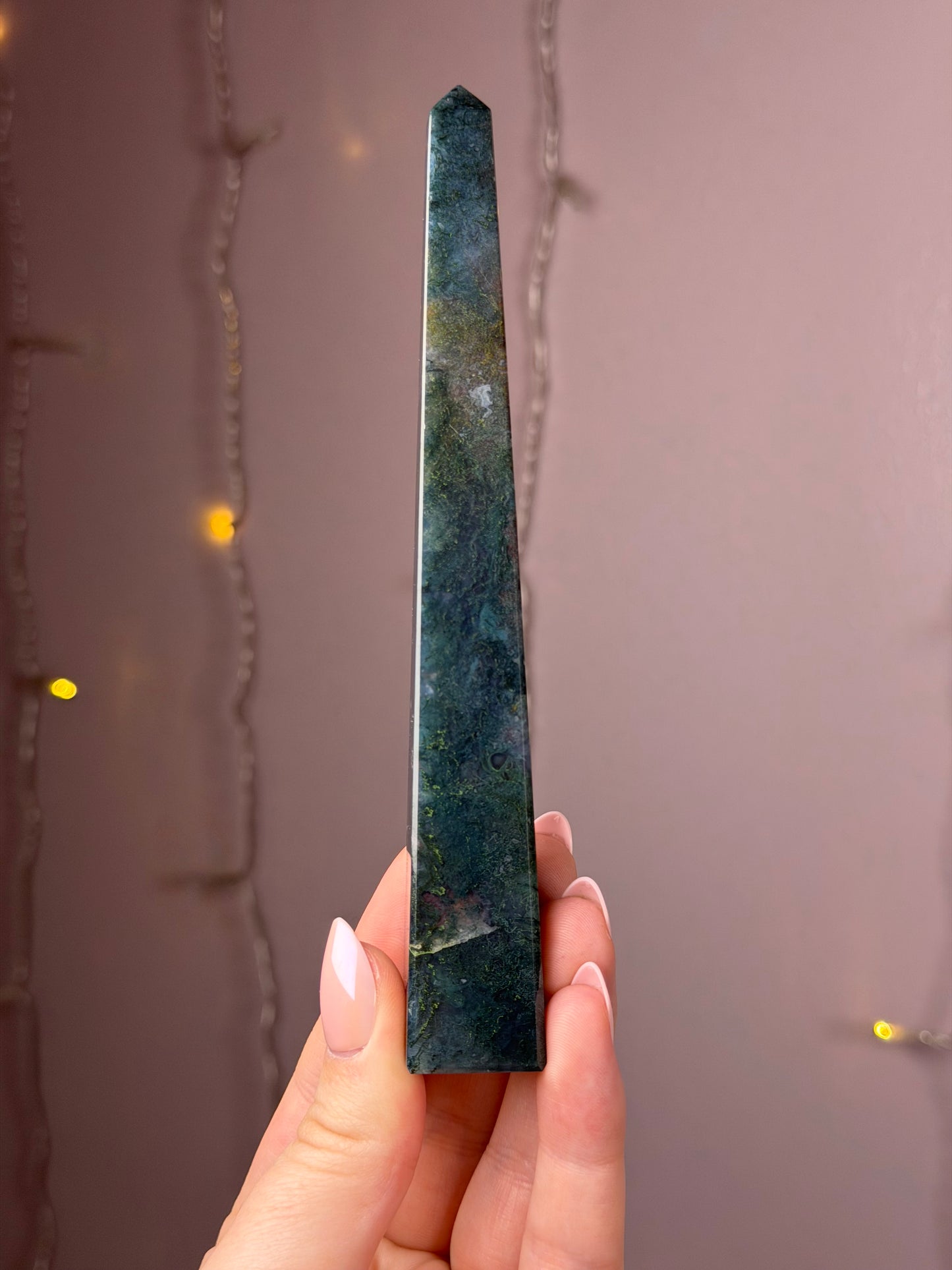 Rainbow Moss Agate Obelisk